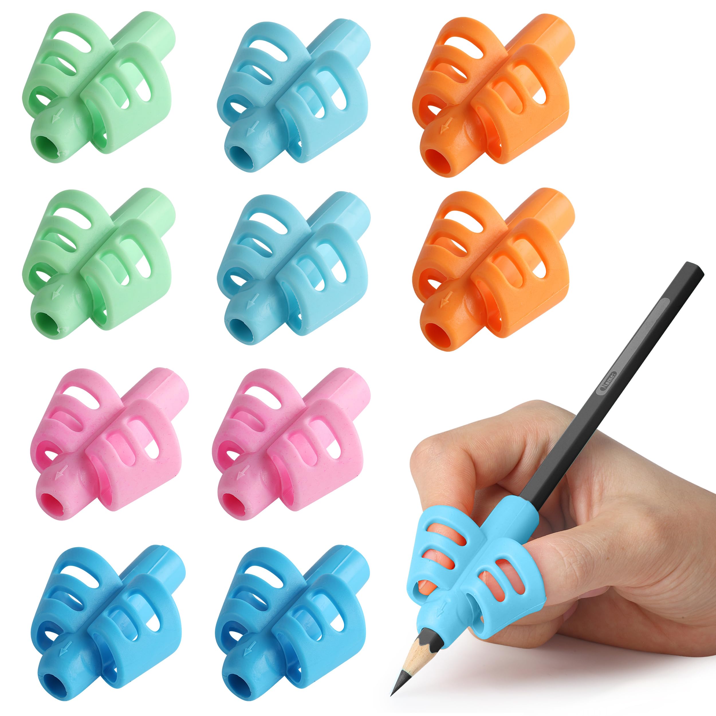 Mr. Pen- Pencil Grips for Kids Handwriting, 20 PCS (10 Finger Grips+10 Clips), Pencil Holder, Grippers, Pen Grip