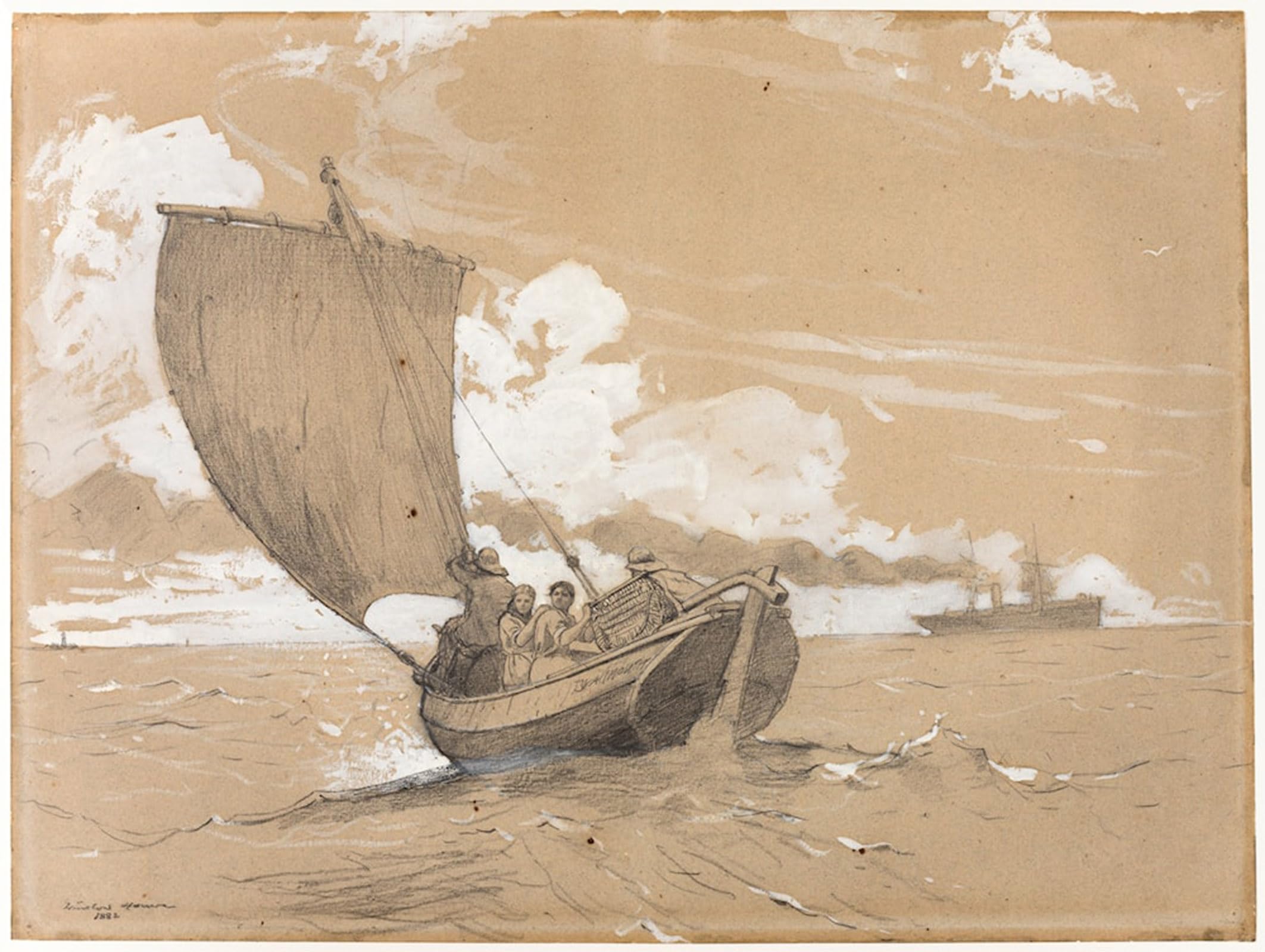 ARTXLXXBN Famous Print Painting Colorful Art Print Fishing off Scarborough by Winslow Homer Canvas Art Decorations for Home Decor 60x90cm