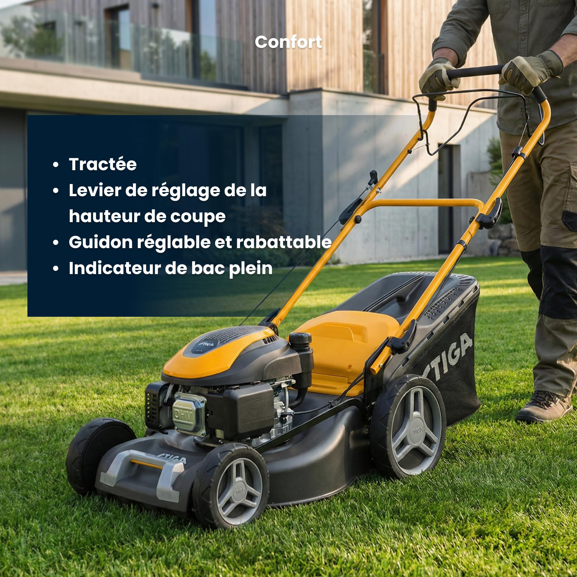 STIGA Combi 53 S a Tondeuse Thermique, 166 CC, 51 cm – Bac 60 l, Système 3-en-1 – Pelouses Moyennes et Grandes