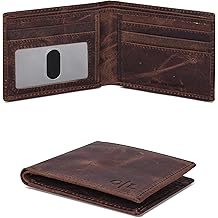 Slim Leather Wallet for Men - RFID Blocking Slim Minimalist Front Pocket - Thin &amp; Stylish with ID Window, Gift For Men (Black Carbon/Cognac) (Mocha)