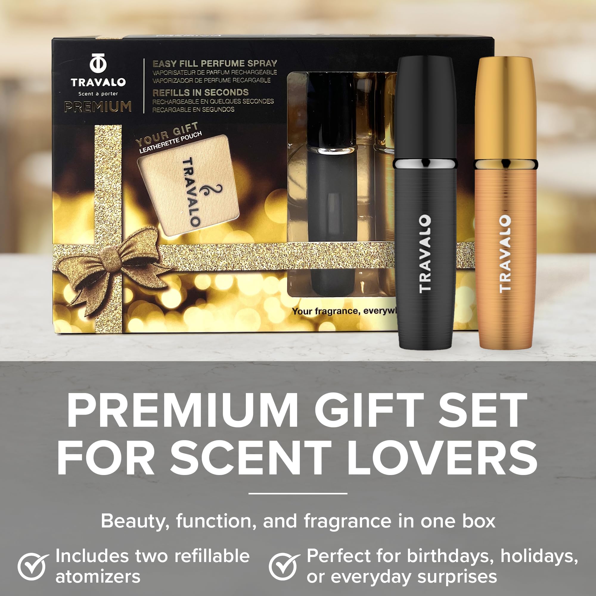 Amazon.com : Travalo Lux Perfume Atomizer Gift Set Black & Gold