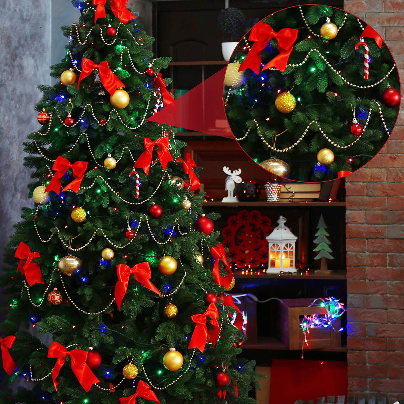Guirlande De Perles Réfléchissantes Pour Sapin De Noël 10 M | Décoration Fête, Mariage, Cheminée (Couleur Rose)