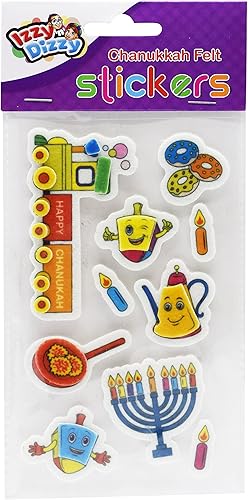 Izzy 'n' Dizzy Hanukkah Felt Stickers - Dreidels, Menorahs, Donuts y más - Papelería de Janucá, Artes y Oficios - Regalos y Juegos