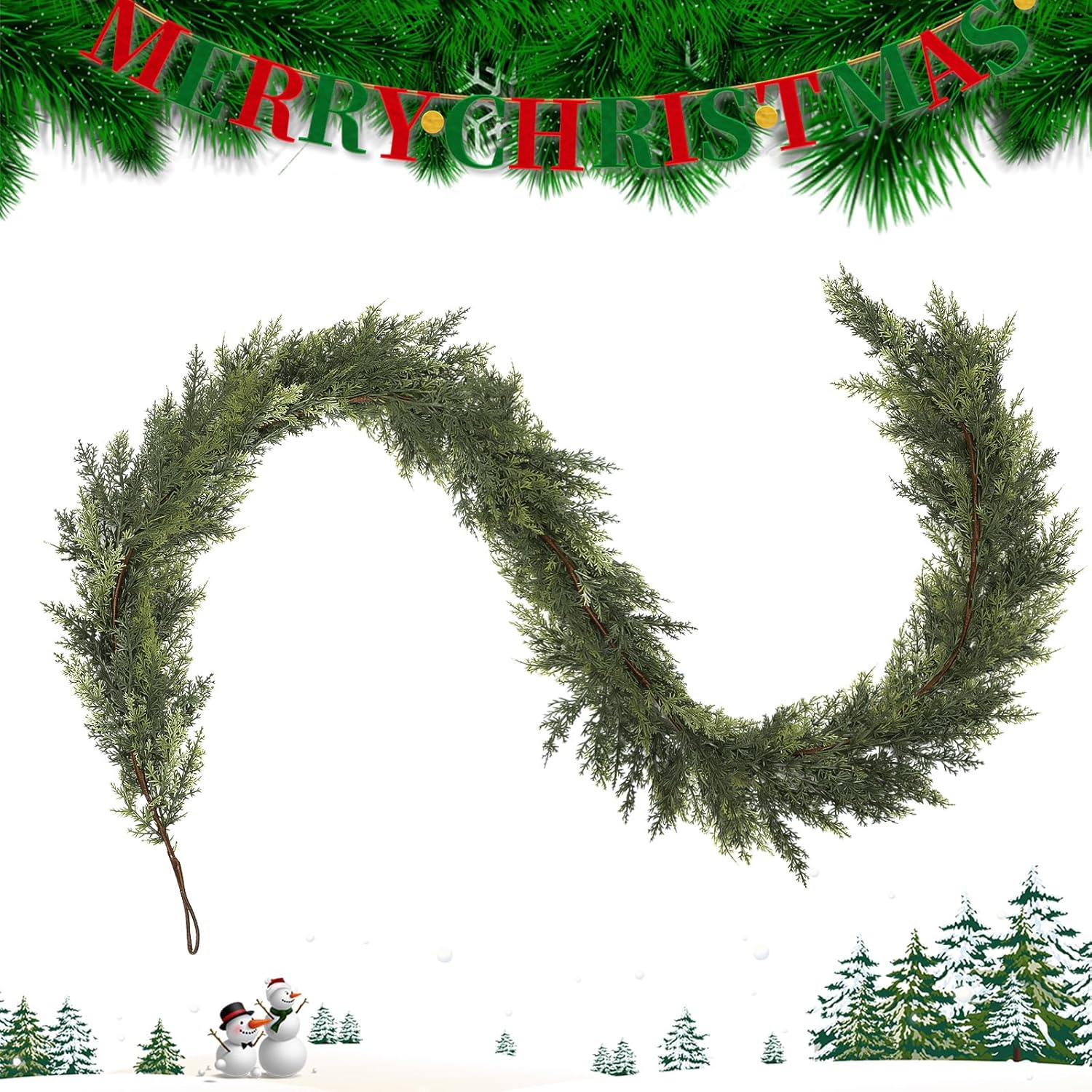 Christmas Norfolk Pine Garland, Real Touch Realistic Artificial Greenery Garland for Table Centerpiece Mantel Staircase Xmas Holiday Home Indoor Outdoor Decor (Deluxe Garland, 6 FT) - Image 3