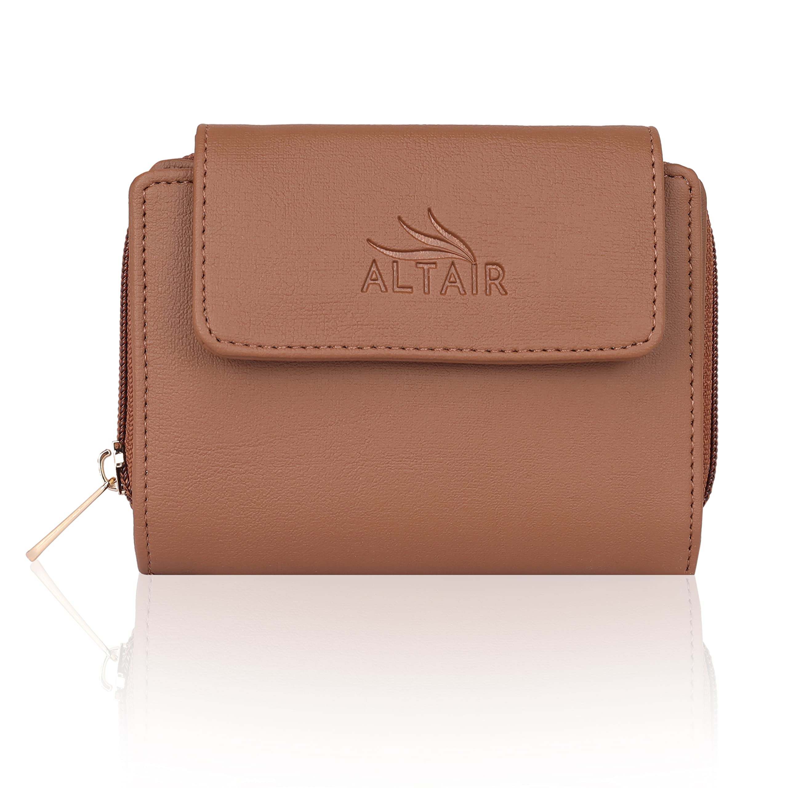 Premium Vegan Leather Women's Wallet | Stylish Durable Clutch Wallet and Lightweight Clutch with Zip Coin Pocket and Card Slots (L.Brown)-picture-23