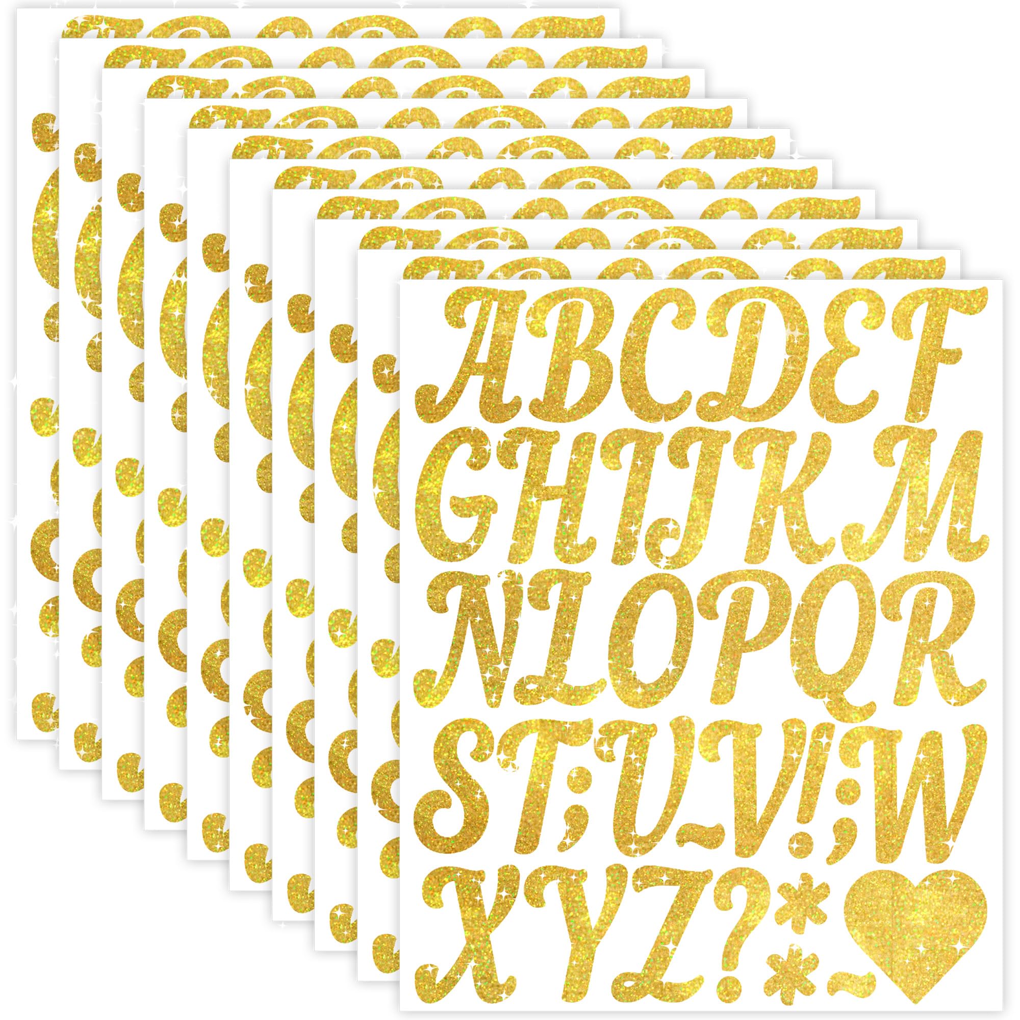 Sondeng Gold 360Pcs Letter Stickers Glitter Alphabet Stickers 2 Inch Self Adhesive Waterproof Vinyl Small Letters For Graduation Cap Water Bottles Mailbox Number Scrapbooking Journal Home Decor(, 2 Inch)