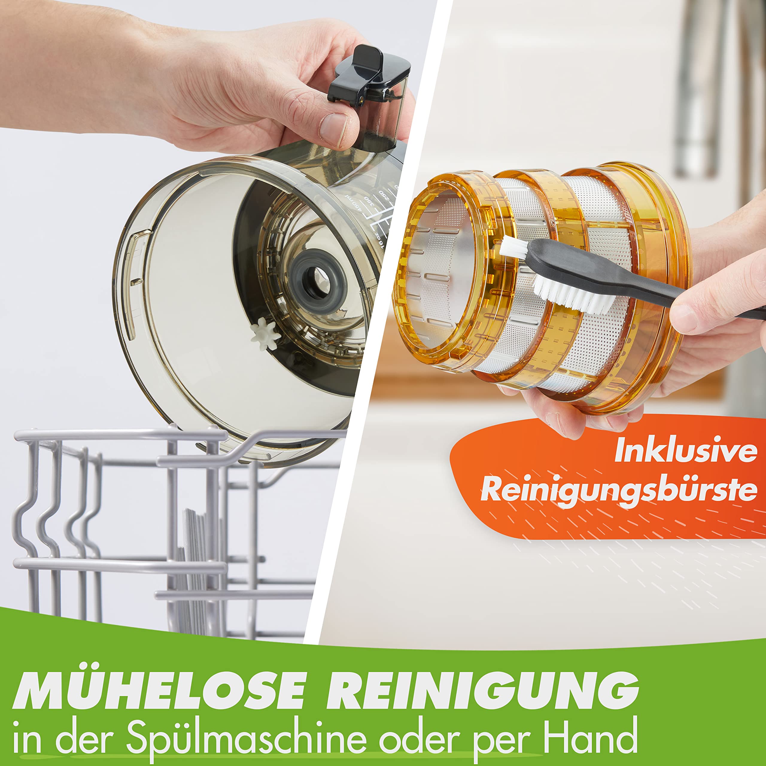 Nutrilovers Entsafter Slow Juicer NUTRI-PRESS NO.1 Testsieger Saftausbeute 3 Siebe Saft, Smoothie, Frucht-Eis, Sehr leise, BPA-Frei