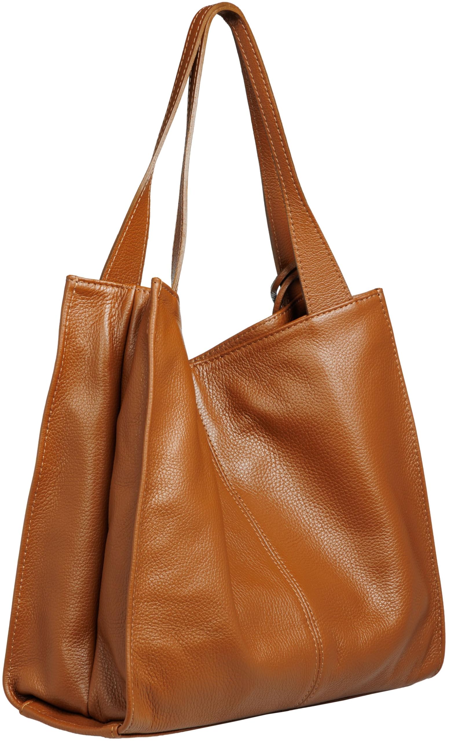 Caspar Große Damen Leder Schultertasche XL Shopper mit praktischer Innenaufteilung - PREMIUM LINE - Modell No.832 - Made in Italy