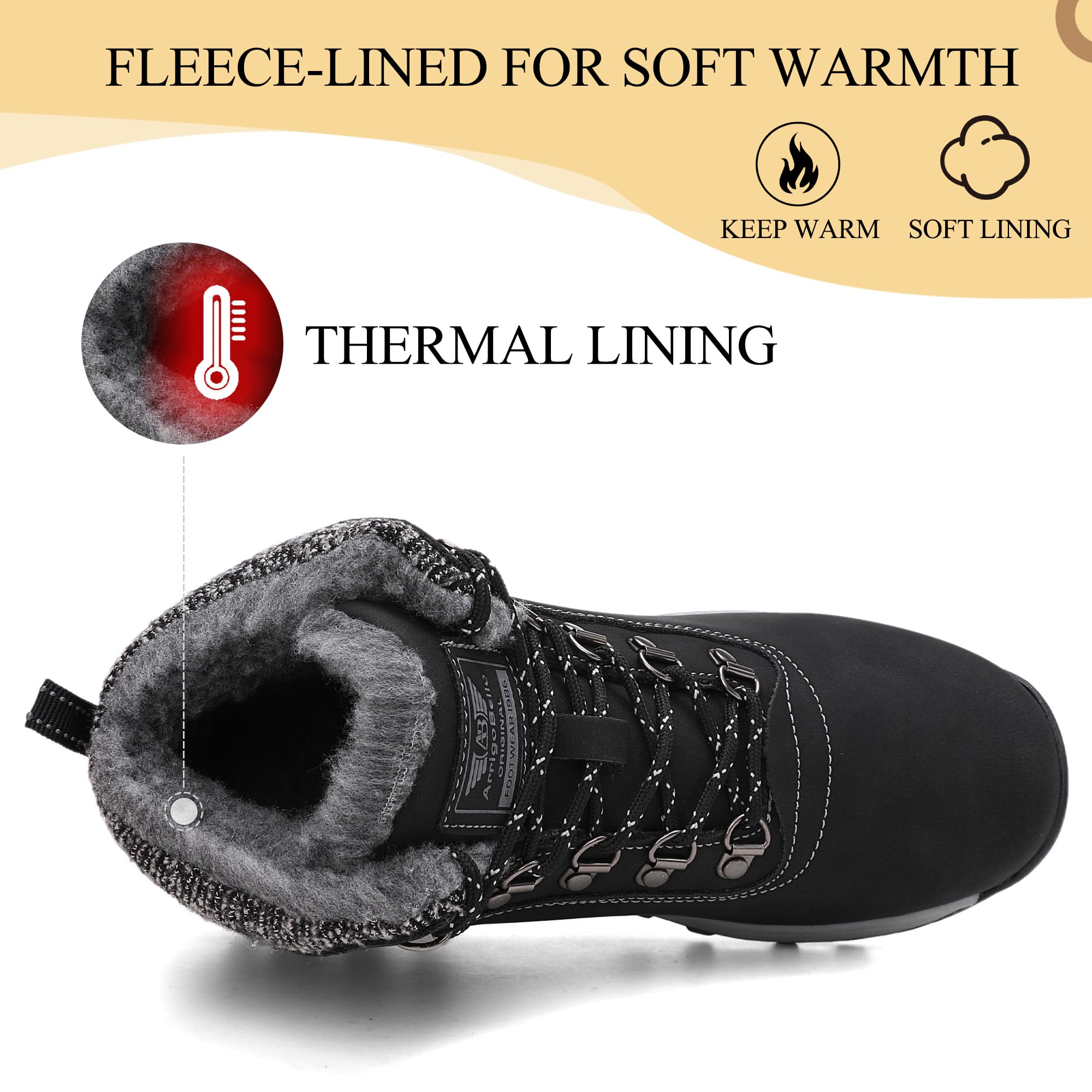 ARRIGO BELLO Scarpe Neve Scarponcini Donna invernali Antiscivolo Comode Caldi Foderati Snow Boots Outdoor Trekking Stivali Taglia 36-41