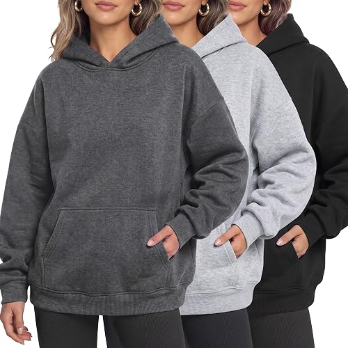 3 Pack Women's Fleece Pullover Hoodies Sweatshirt