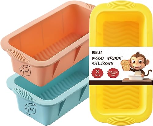 Molde de silicona para pan, 3 moldes de silicona para hornear, sartenes antiadherentes para pan casero, brownies, pasteles, apto para lavavajillas