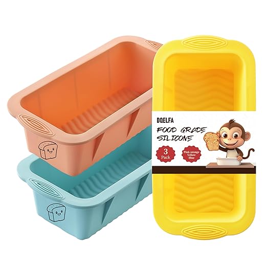 Silicone Bread Loaf Pan, 3 PCS Silicone Loaf Pans for Baking, Non Stick Bread Pans for Homemade Bread, Brownies, Cakes, Dishwasher Safe (3 Colors, Nesting Design)