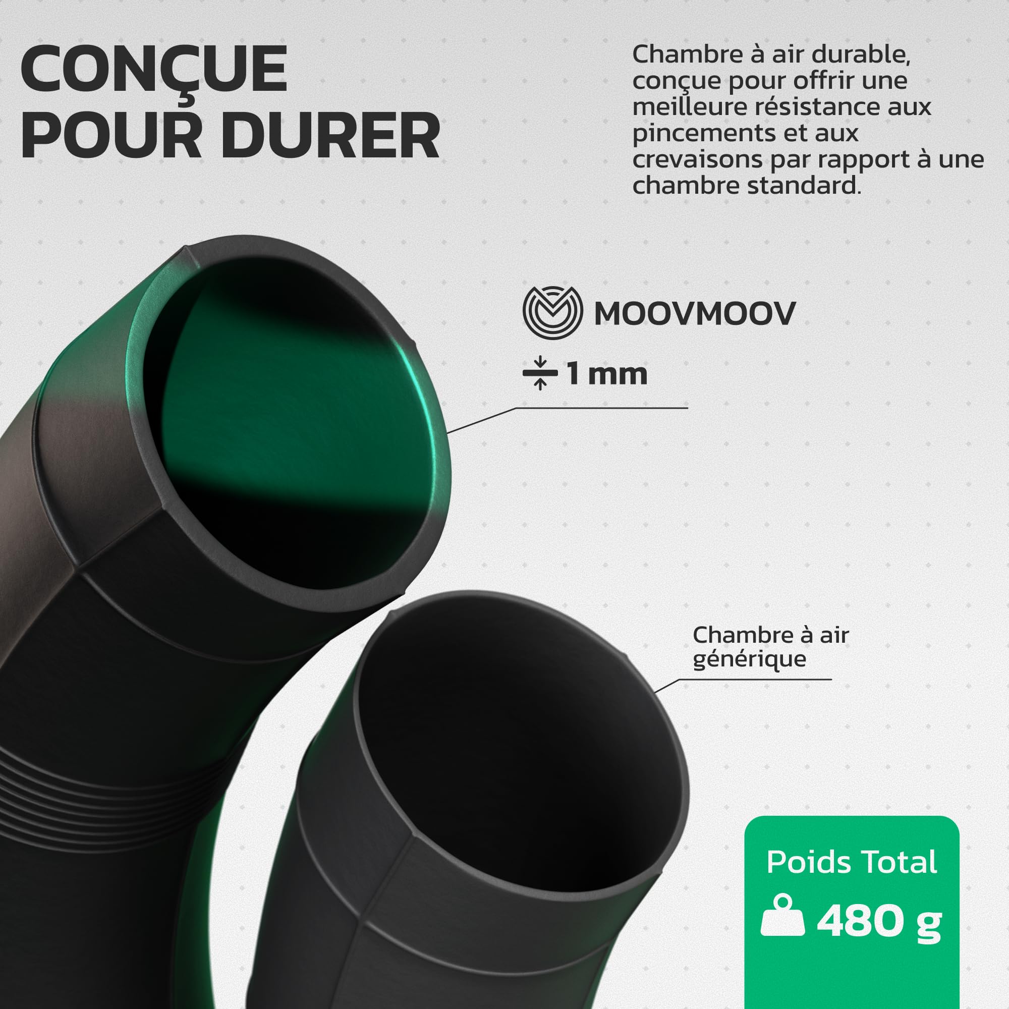 MoovMoov Chambre à Air 16 pouces pour pneus 16x6.50-8 et 16x7.50-8 - Pour Tondeuse Autoportée, Tracteur Tondeuse, Remorque de Jardin, Voiturette de Golf - Valve coudée - Lot de 2