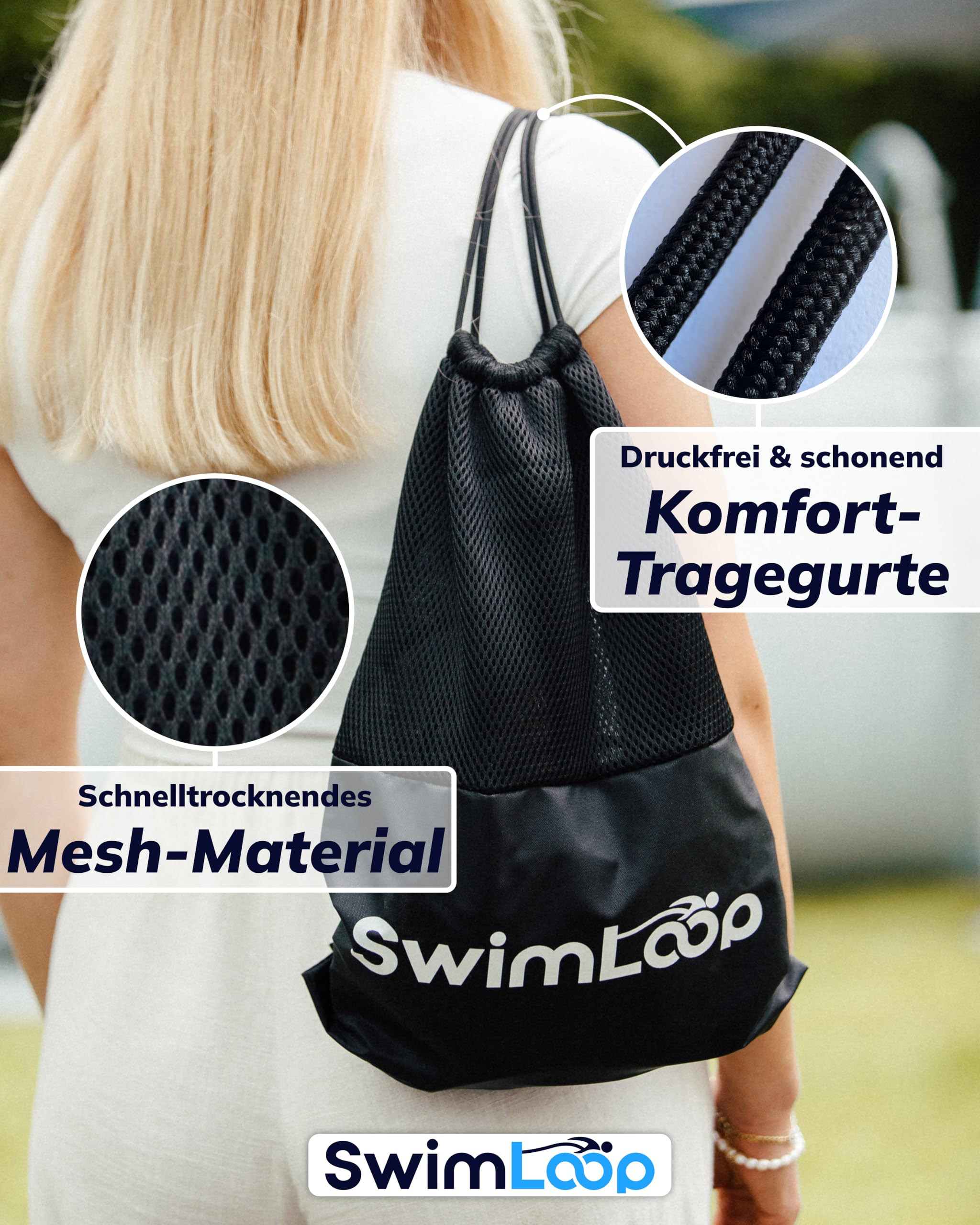 Premium Schwimmgurt Schwimmtrainer mit 2 x 2 Meter elastischen Gummibändern - Zugseil - Schwimmseil für Pool wie Gegenstromanlage zum Einhängen - Bauchgurt mit Schwimmband Widerstandstraining