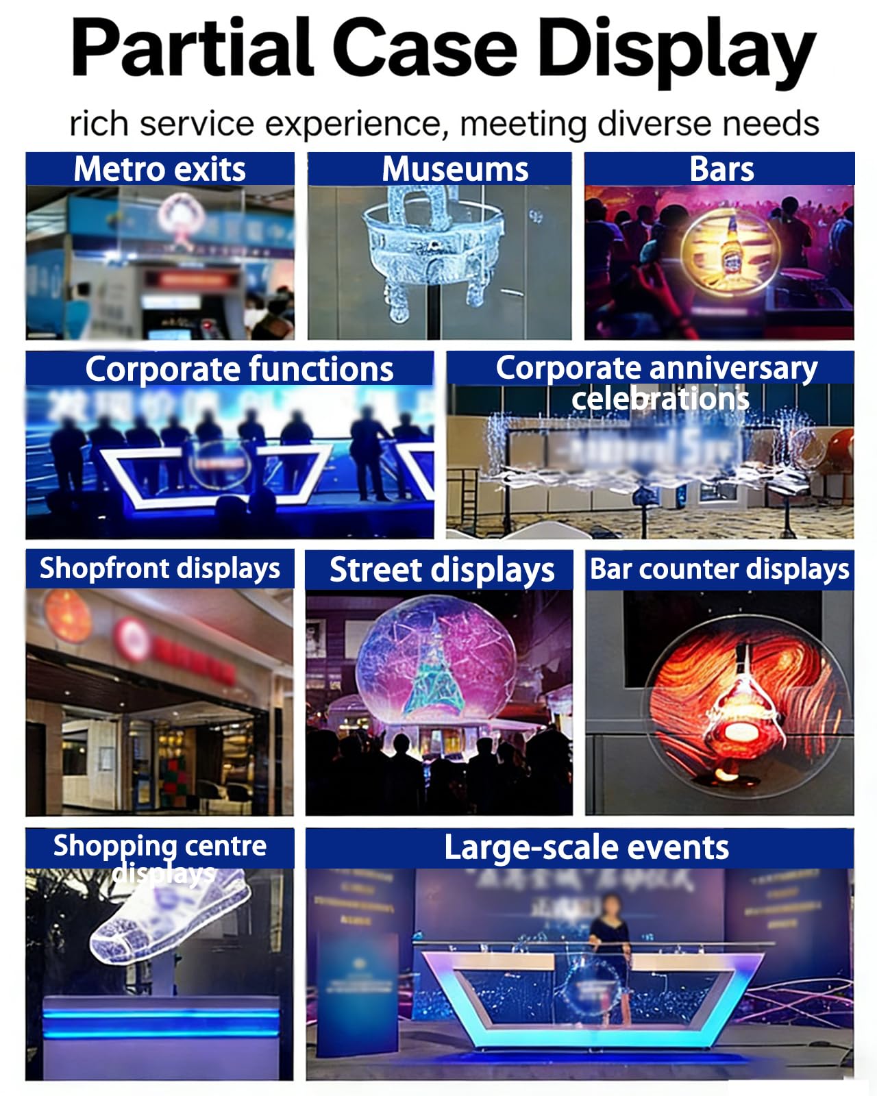 Holograficzny wyświetlacz reklamowy 3D, projektor hologramowy 3D z ultraprzezroczystymi koralikami świetlnymi LED 1024, zsynchronizowane wyjście audiowizualne, holograficzny odtwarzacz lampowy