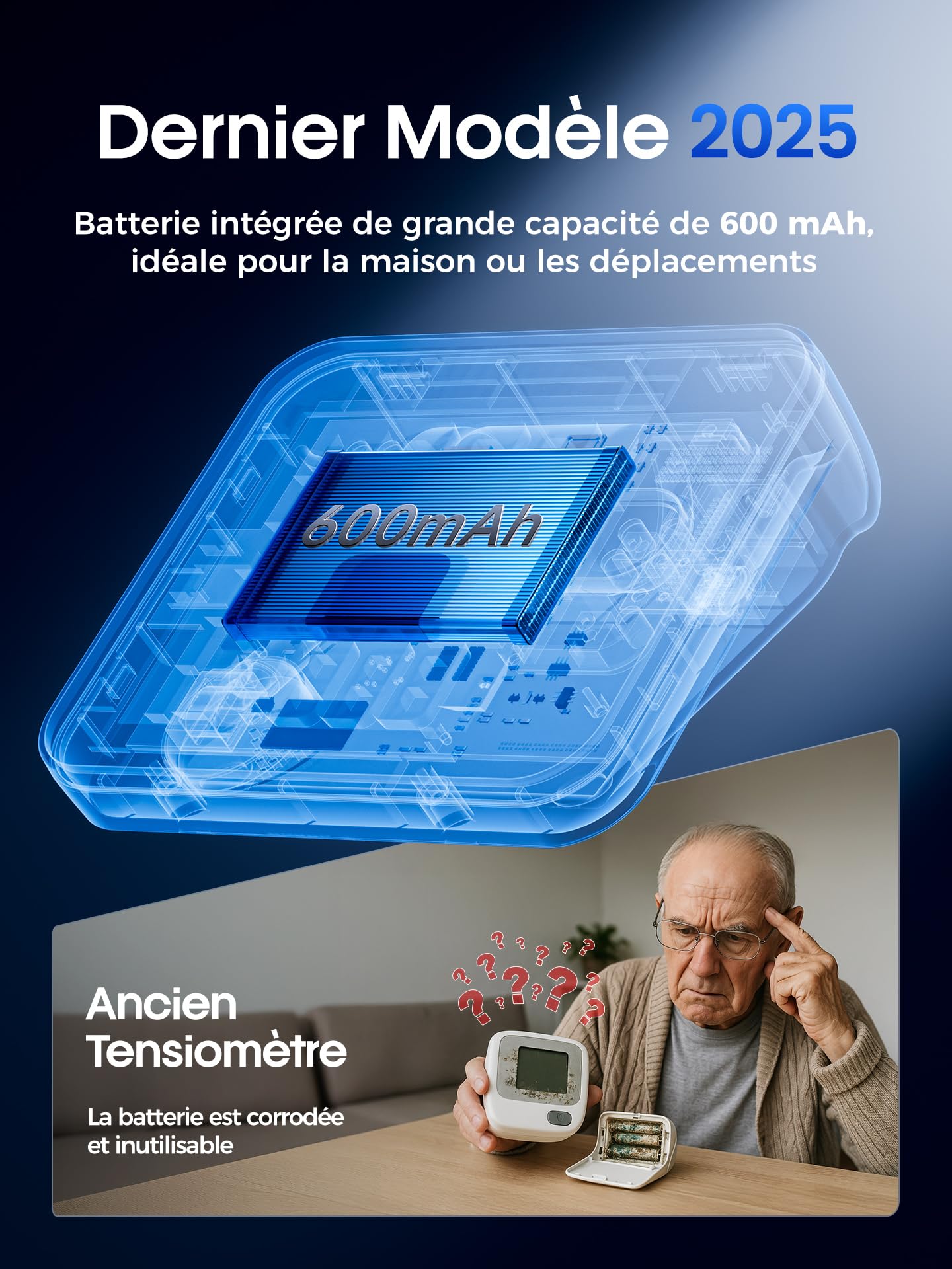 Tensiometre Bras, Affichage Numérique LED le Tensiomètre Bras Professionnel, 3 x 199 Utilisateurs, Appareil Tension Artérielle Bras avec Annonce Vocale en Anglais, Circonférences de Bras de 22 à 42 cm