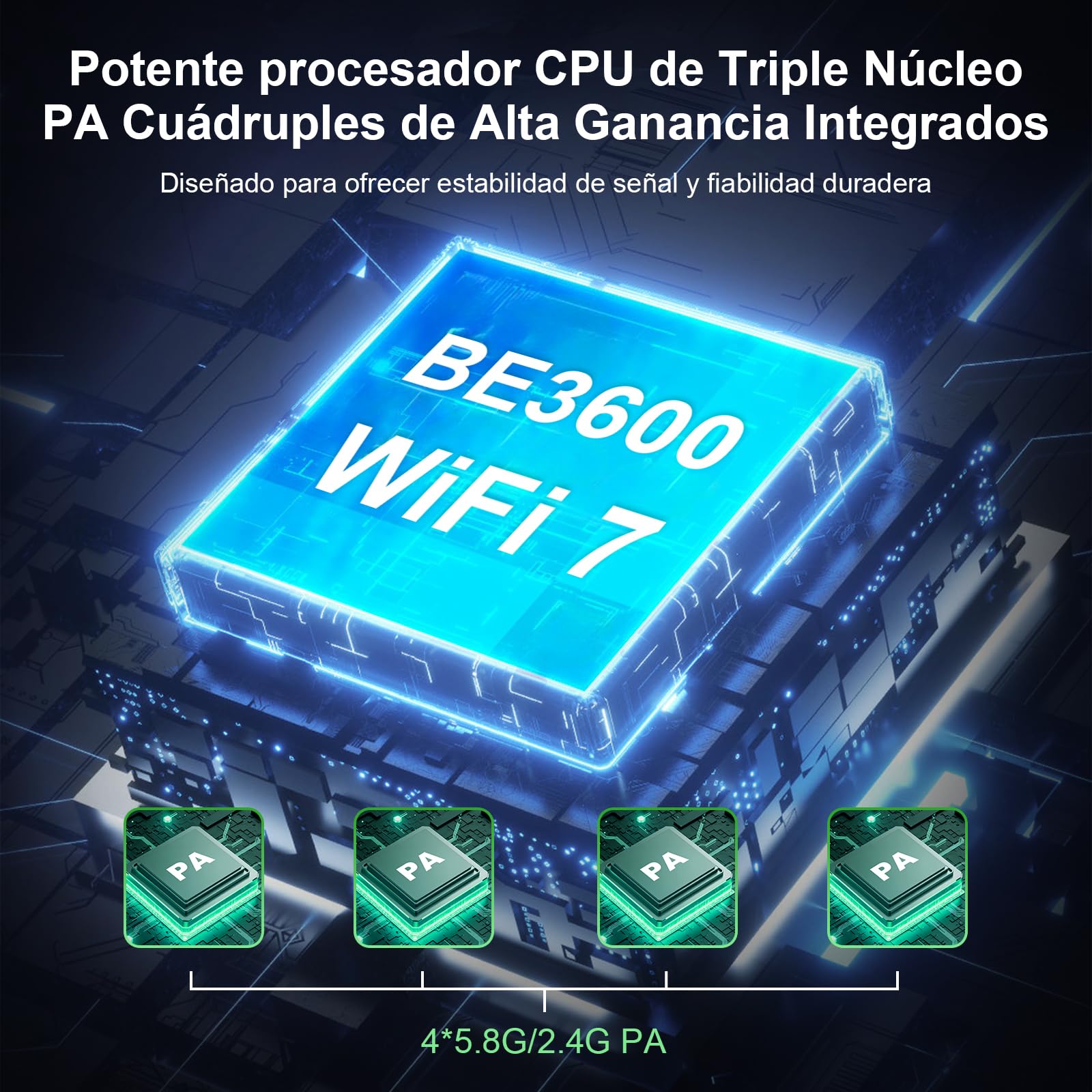 COMFAST BE3600 Amplificador de señal WiFi 7, Punto de Acceso Inalámbrico, Antena WiFi Exterior y Largo Alcance de Alta Potencia, IP66/PoE/3 Antenas para Granjas, Jardines, autocaravanas y campings