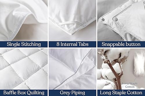 Miniatura 9 de Delara Relleno de edredón de algodón orgánico tamaño individual, edredón de algodón blanco, relleno de lana merina, transpirable, ecológico, con 8