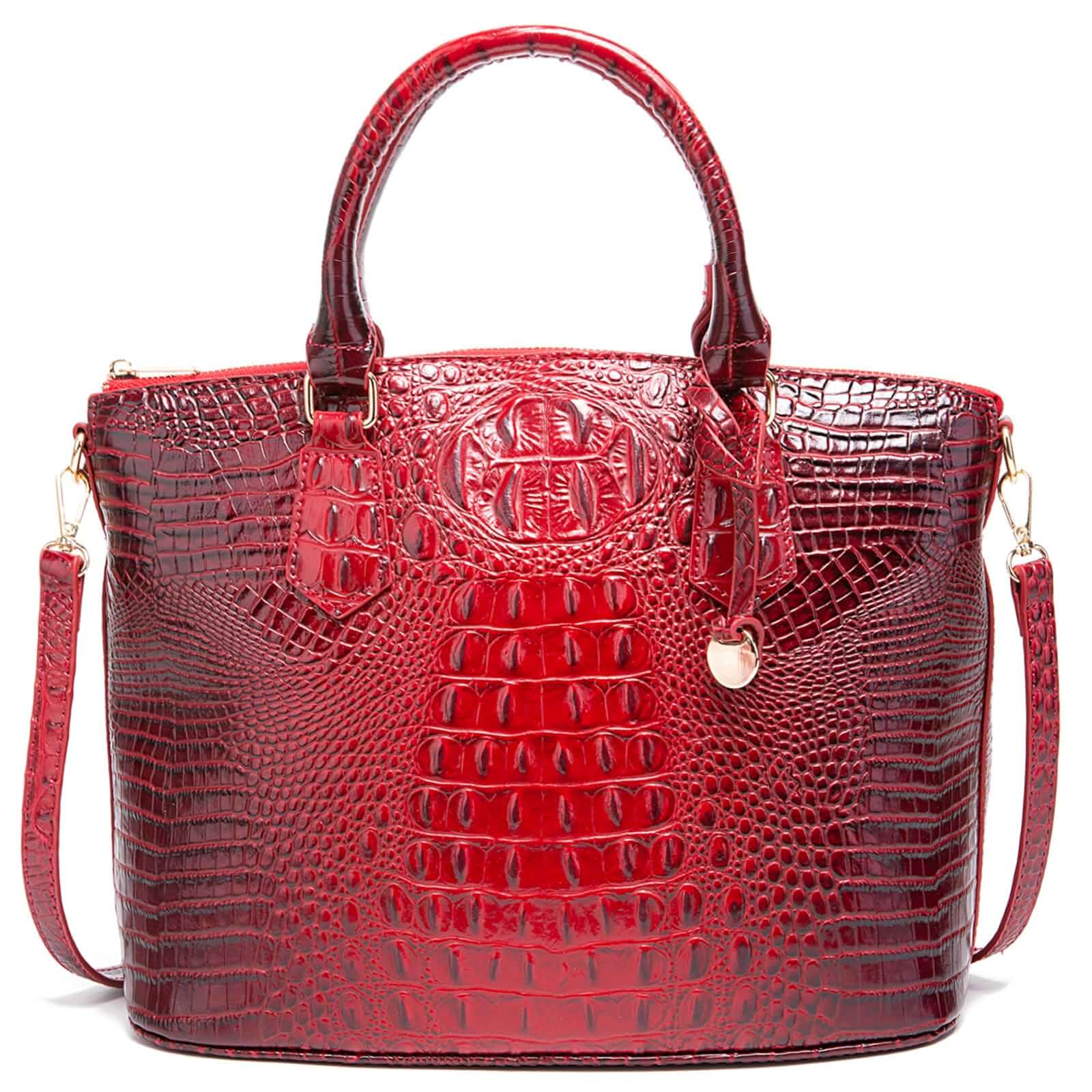 Makcr Joacbv Crocodile Handbag for Women, Satchel Purse with Shoulder Strap Embossed vegan leather tote with a bold crocodile-pattern texture, rich color depth, dual top handles, and a roomy interior.