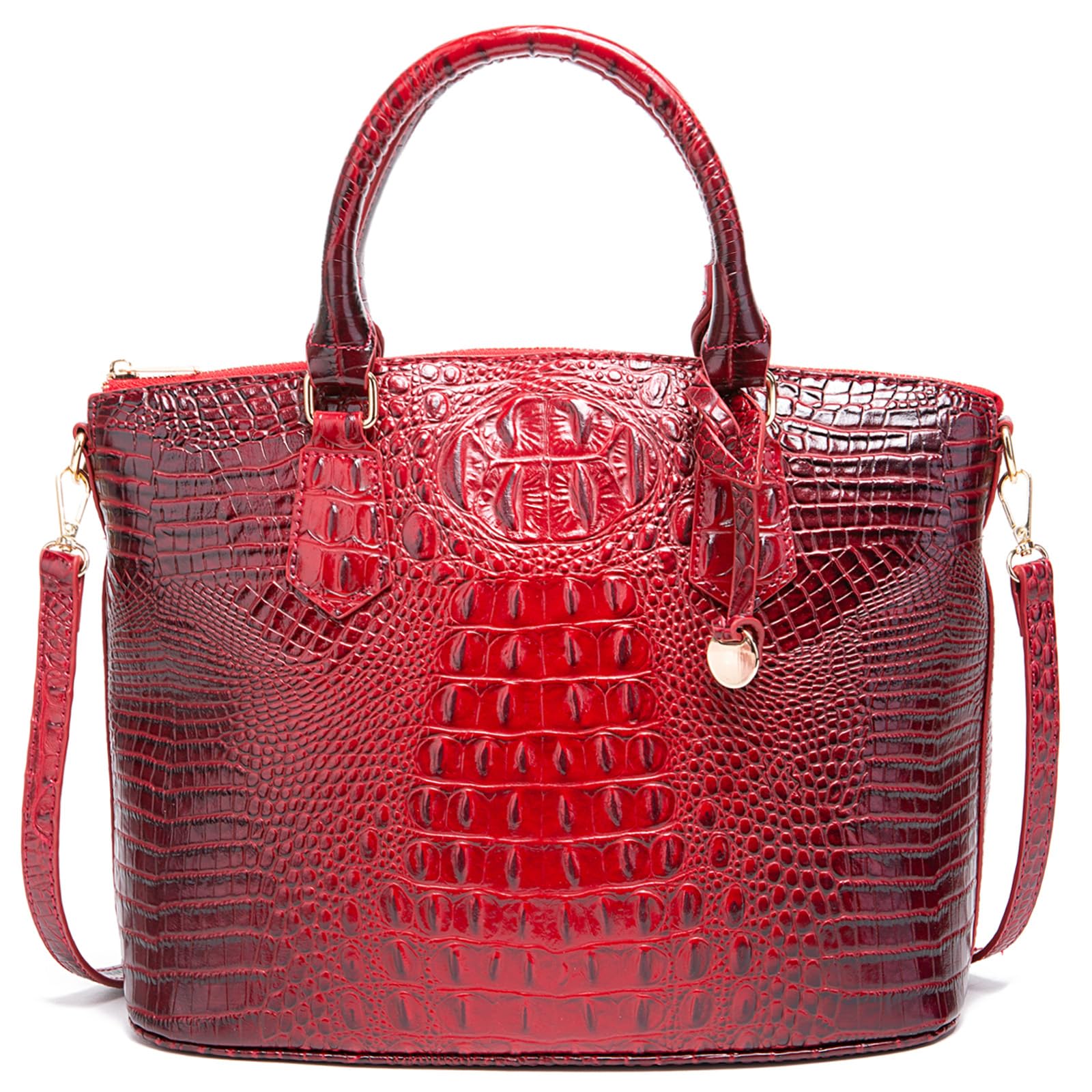 Makcr Joacbv Crocodile Handbag for Women, Satchel Purse with Shoulder Strap | Embossed vegan leather tote with a bold crocodile-pattern texture, rich color depth, dual top handles, and a roomy interior.