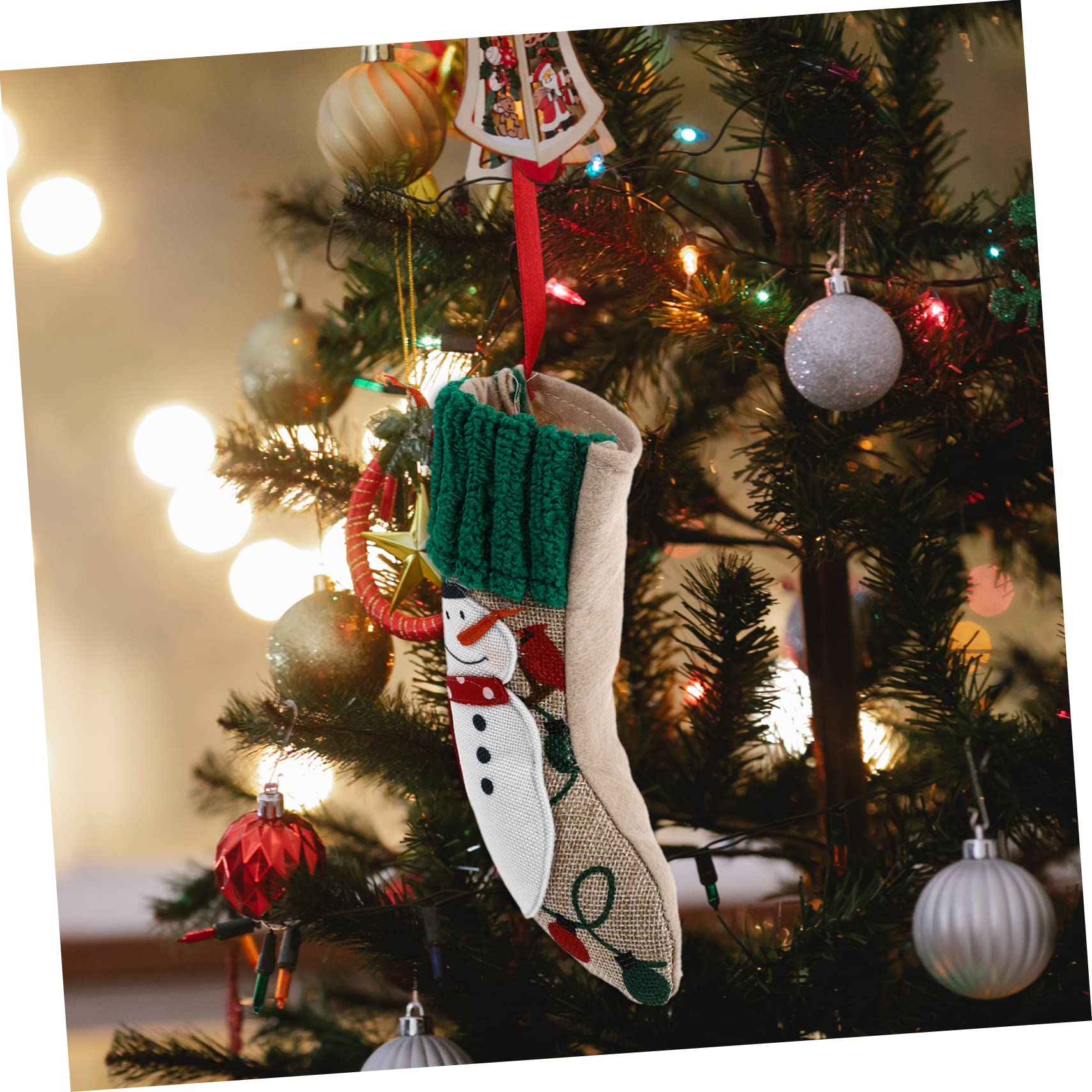 Zerodeko 6 Set Calza di Natale Calze di Natale Appendiabiti Gonfiabile Decorazione Arredamento Juta Sacchetti di Iuta Natalizi Peluche Sospeso Calze per Gnomi Biancheria 2 Pezzi * 6