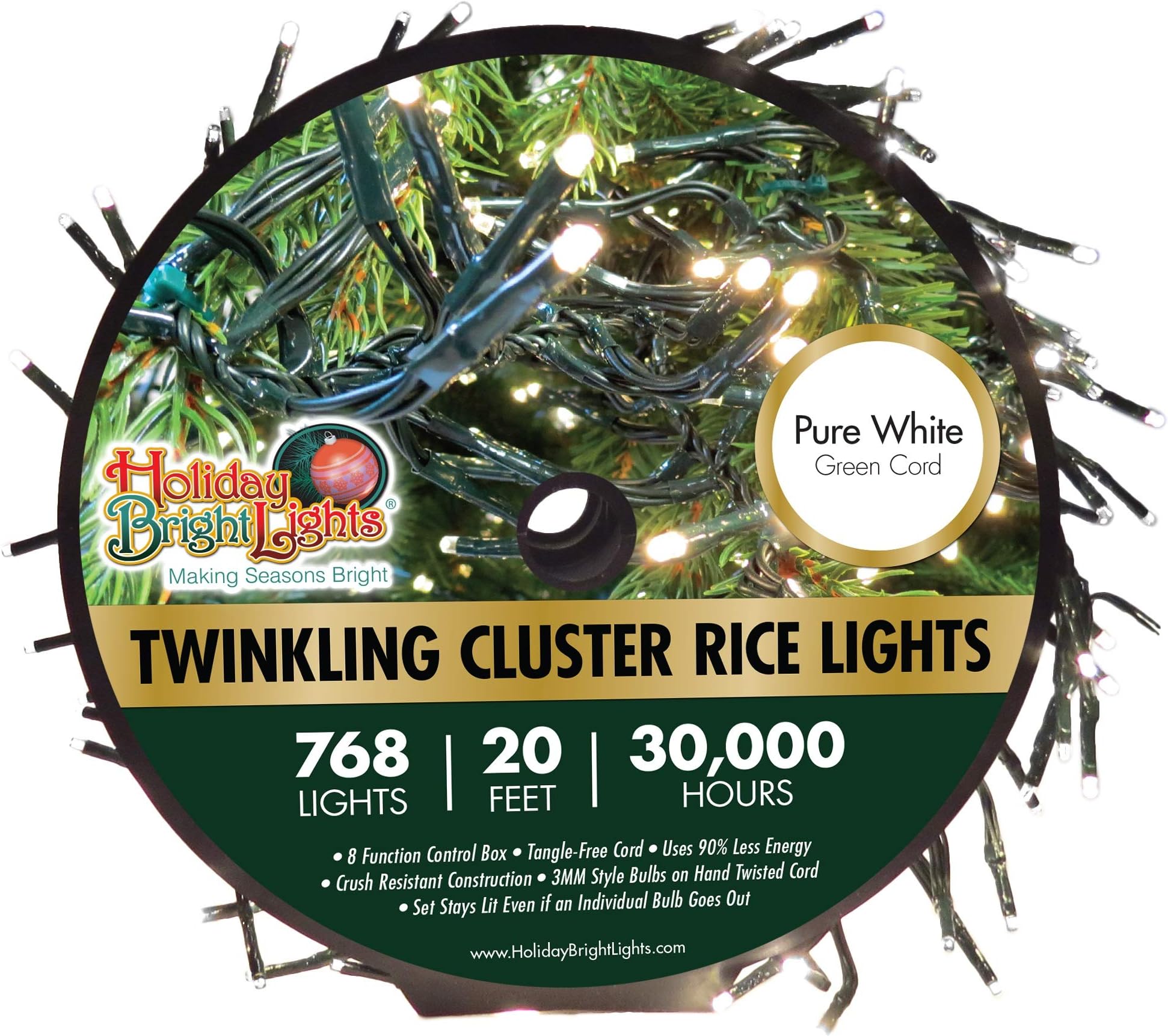 Amazon.com: Holiday Bright Lights LED-3MCR768-GPW LED Cluster Rice ...