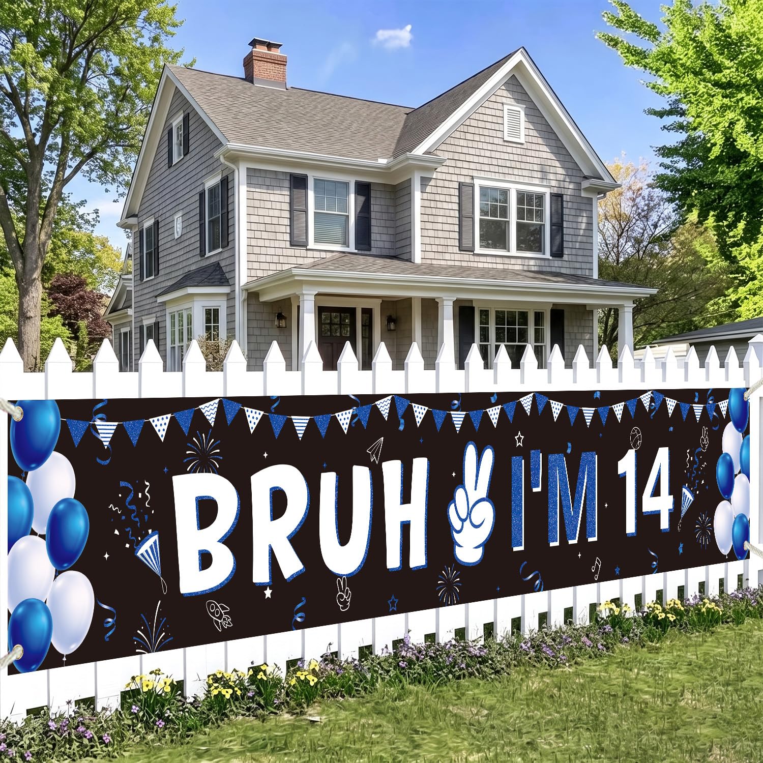 Luvart 14th Birthday Decorations Banner, Bruh I'm 14 Style 118 × 20 inches — image 1