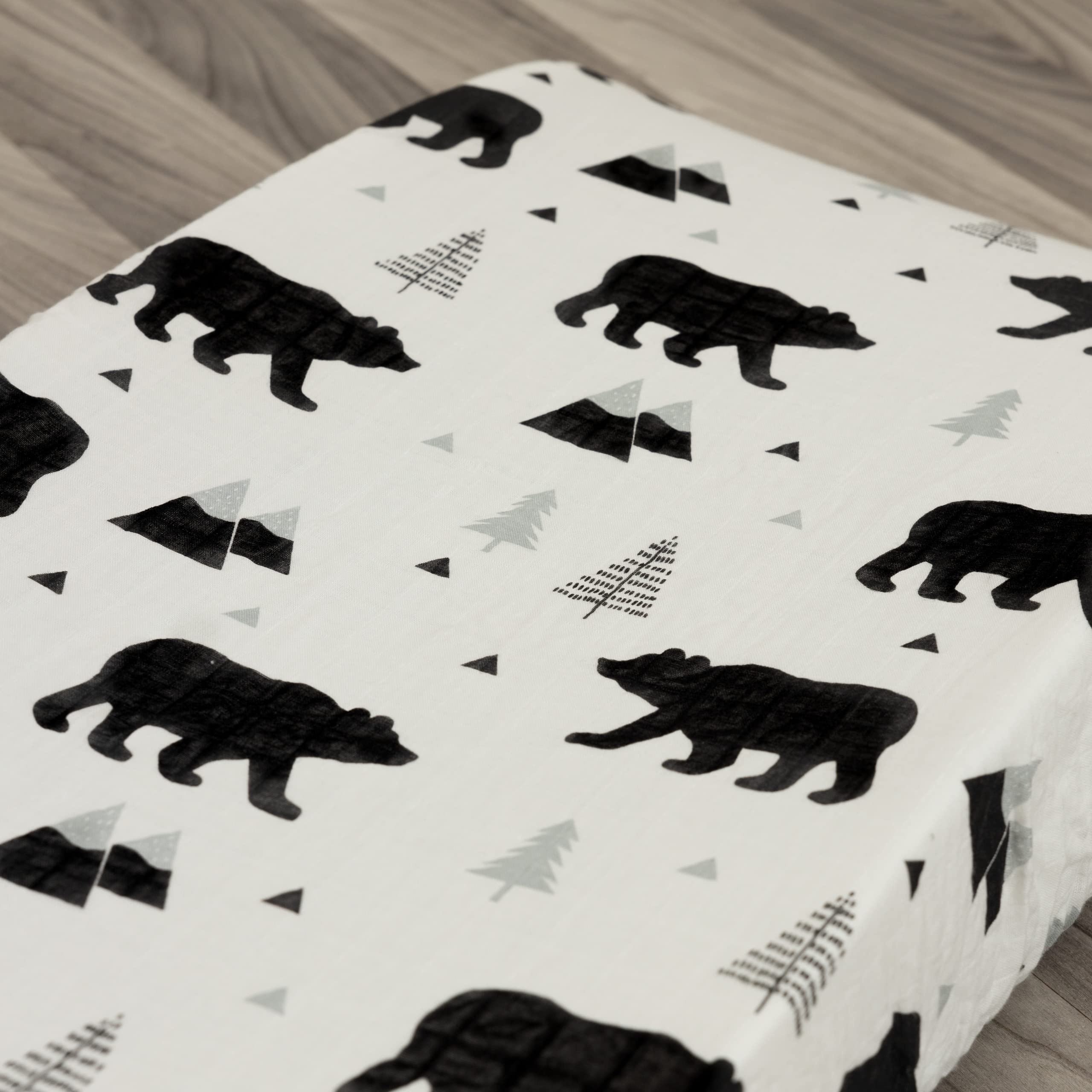 Funda para cambiador de bebé orgánica, funda para cambiador de muselina para niños, algodón orgánico suave y bambú, bosque de oso bebé, 16 x 32 pulgadas 6