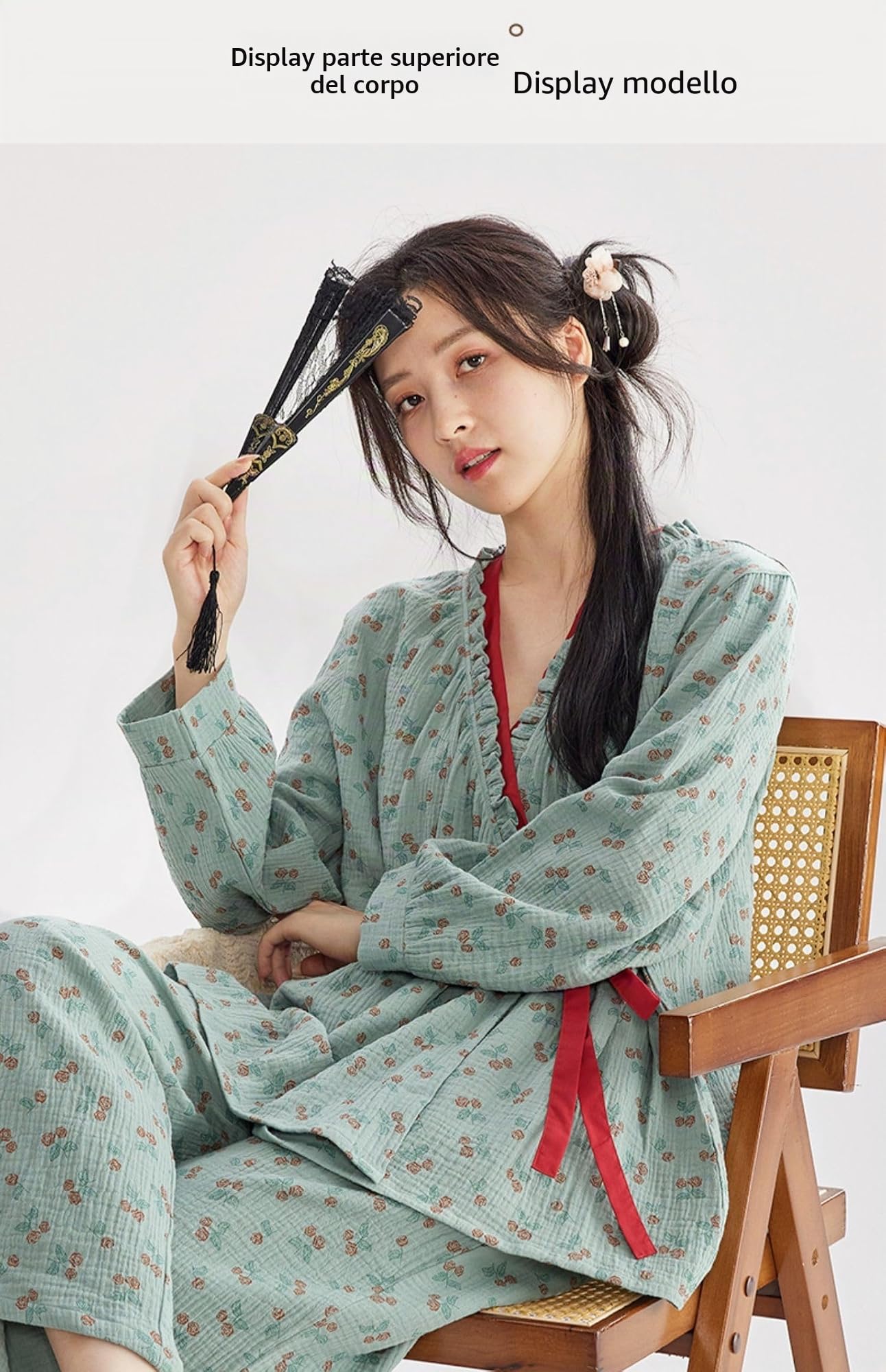 PRINCESS BRIDE Doppio strato Garza di Cotone Giapponese Kimono Pigiama Retro Cintura Pigiama Set Loungewear Morbido Sleepwear per le Donne