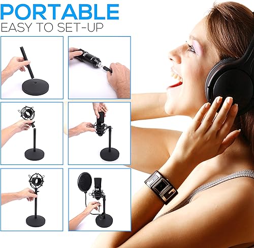 Miniatura 5 de Pyle Usa - Kit de grabación de podcast de micrófono USB  Micrófono de condensador cardioide de audio con soporte de escritorio y filtro Pop  para