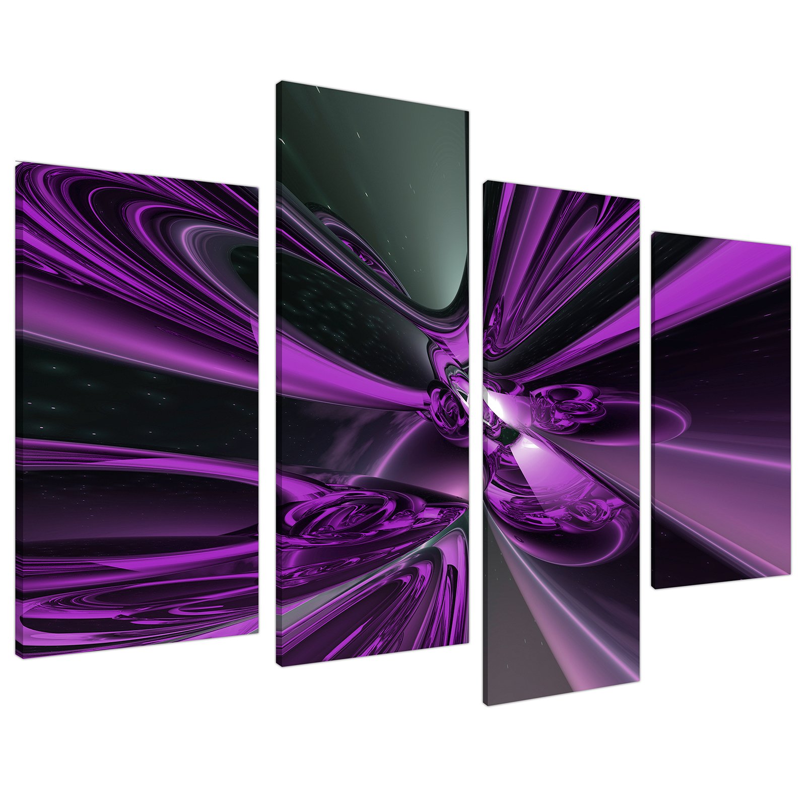 Wallfillers Purple Large Abstract Canvas Art Pictures 130Cm Wide Xl Print Set 4018