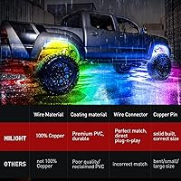 Vista 6 de Nilight Paquete de 2 cables de extensión de luz de roca RGB de 10 pies y 4 pines para 4 y 8 cápsulas, kits de luz de roca subterránea multicolor