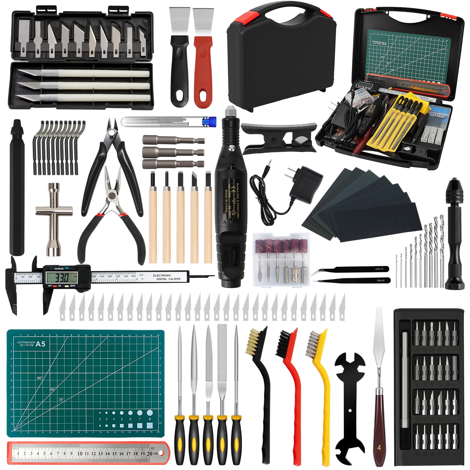 Photo 1 of 158 PCS 3D Printing Tool Kit, 3D Printing Accessories with Nozzle Cleaning Kit, Deburring Tool, Digital Caliper, Mini Rotary Tool, Smoothing Tools, 3D Printer Tools for Removing Finishing 3D Print