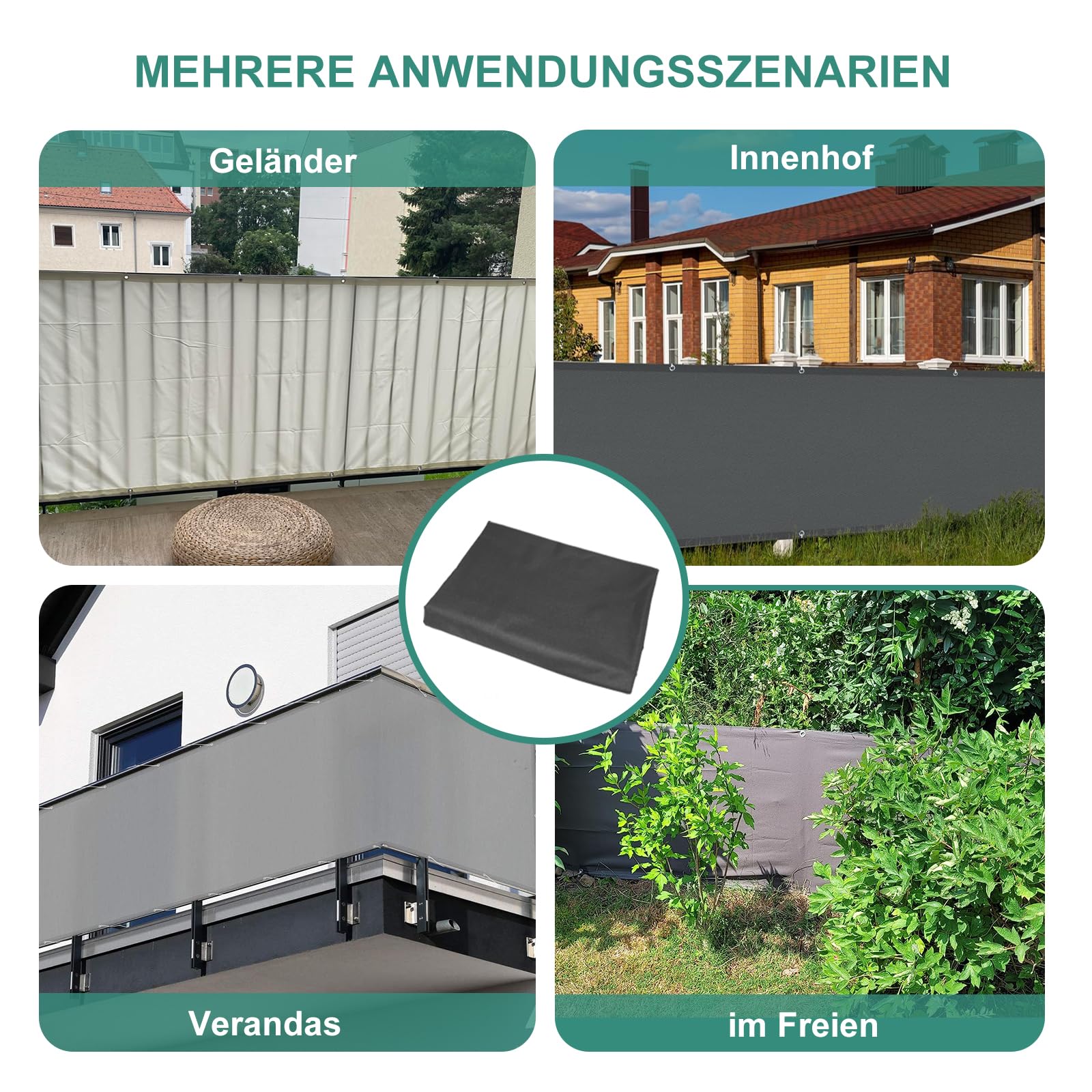Balkon Sichtschutz Ohne Bohren, 50x400cm, Blickdichte Balkonverkleidung Balkonabdeckung Wetterfest UV-Schutz 100% Schutz der Privatsphäre für Balkon Garten Anthrazit 50x400cm