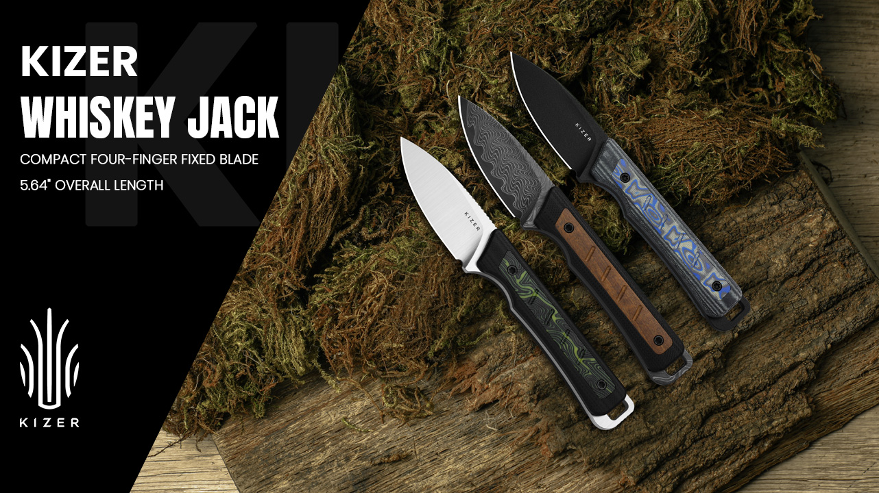Kizer Whiskey Jack Fixed Blade Knife, 2.06