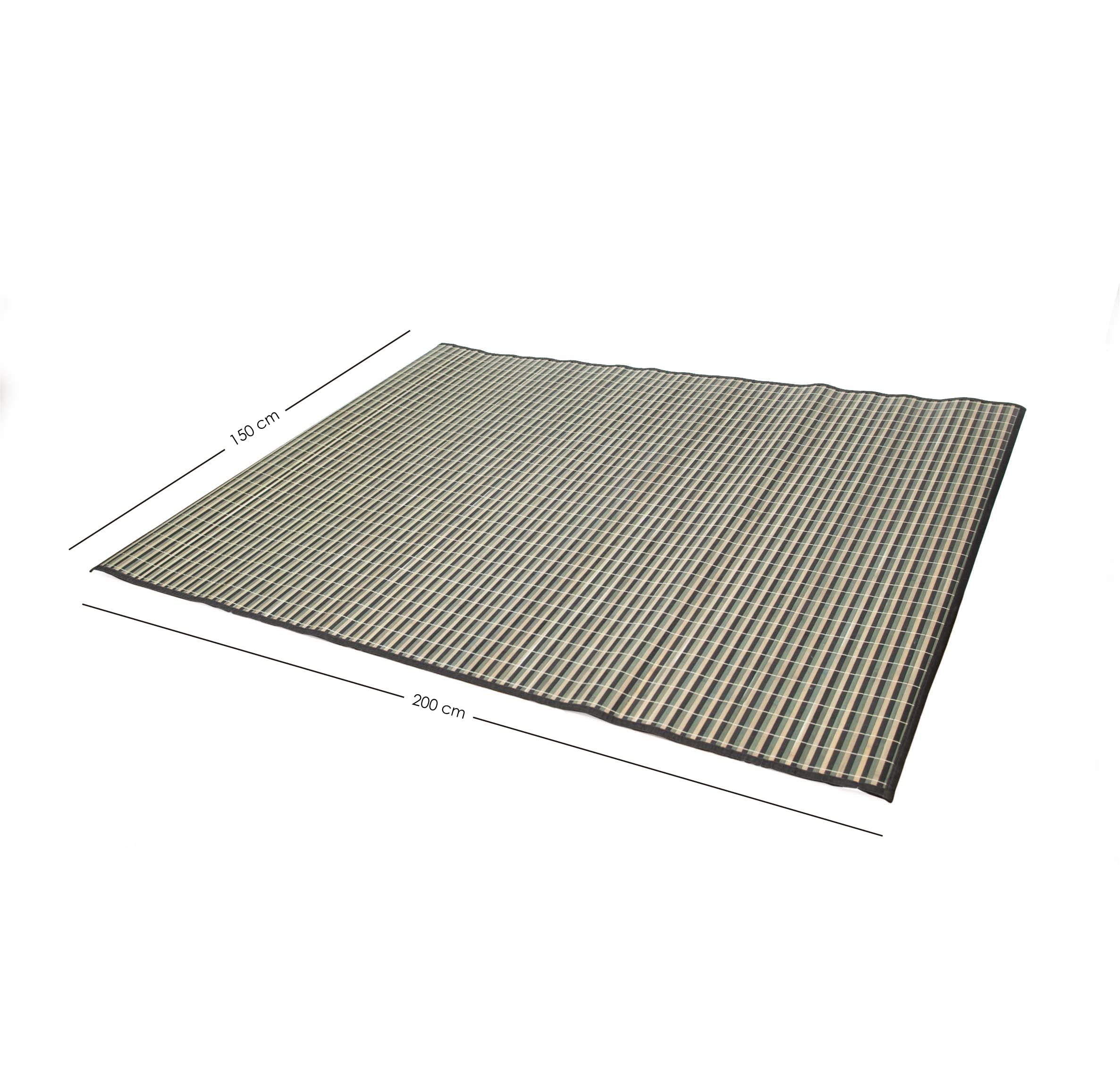 THE SECRET HOME - Alfombra de Bambú Antideslizante Rectangular - Láminas de 1 cm de Ancho - Tonos Grisáceos - 150x200 cm - para Salón, Dormitorio, Terraza, Baño