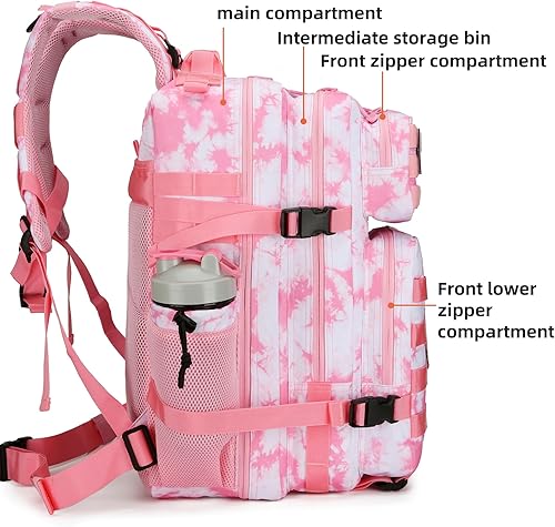 Miniatura 4 de Mochila táctica de asalto de 45 litros con mochila impermeable Molle para mochilas tácticas (coral rosa)