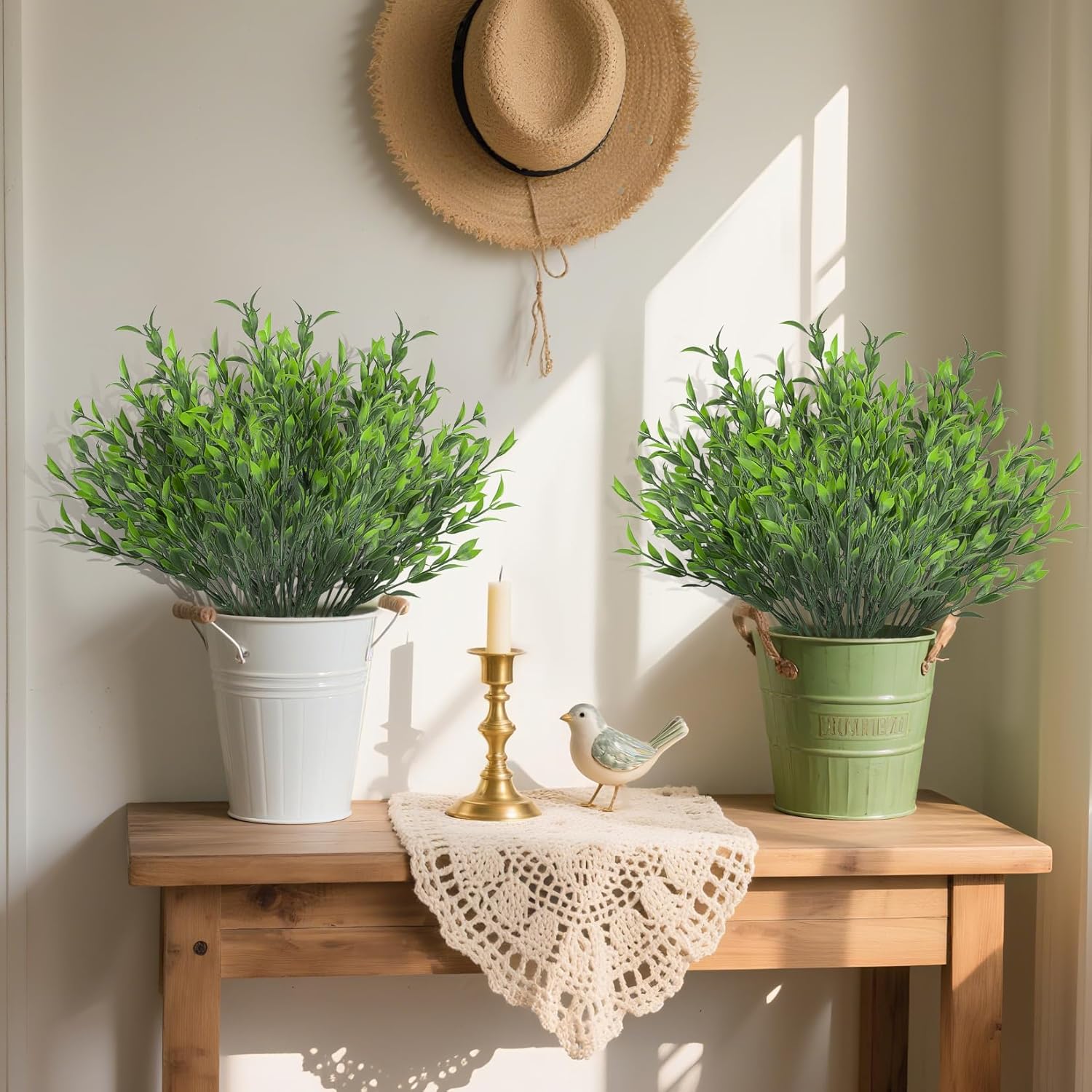 4PCS Small Fake Plants Decor Artificial Plants Indoor Artificial Greenery Stems Greenery for Centerpieces Wedding Decorations Home Decor Desk Plant for Dining Table Centerpiece Decor 13.3IN