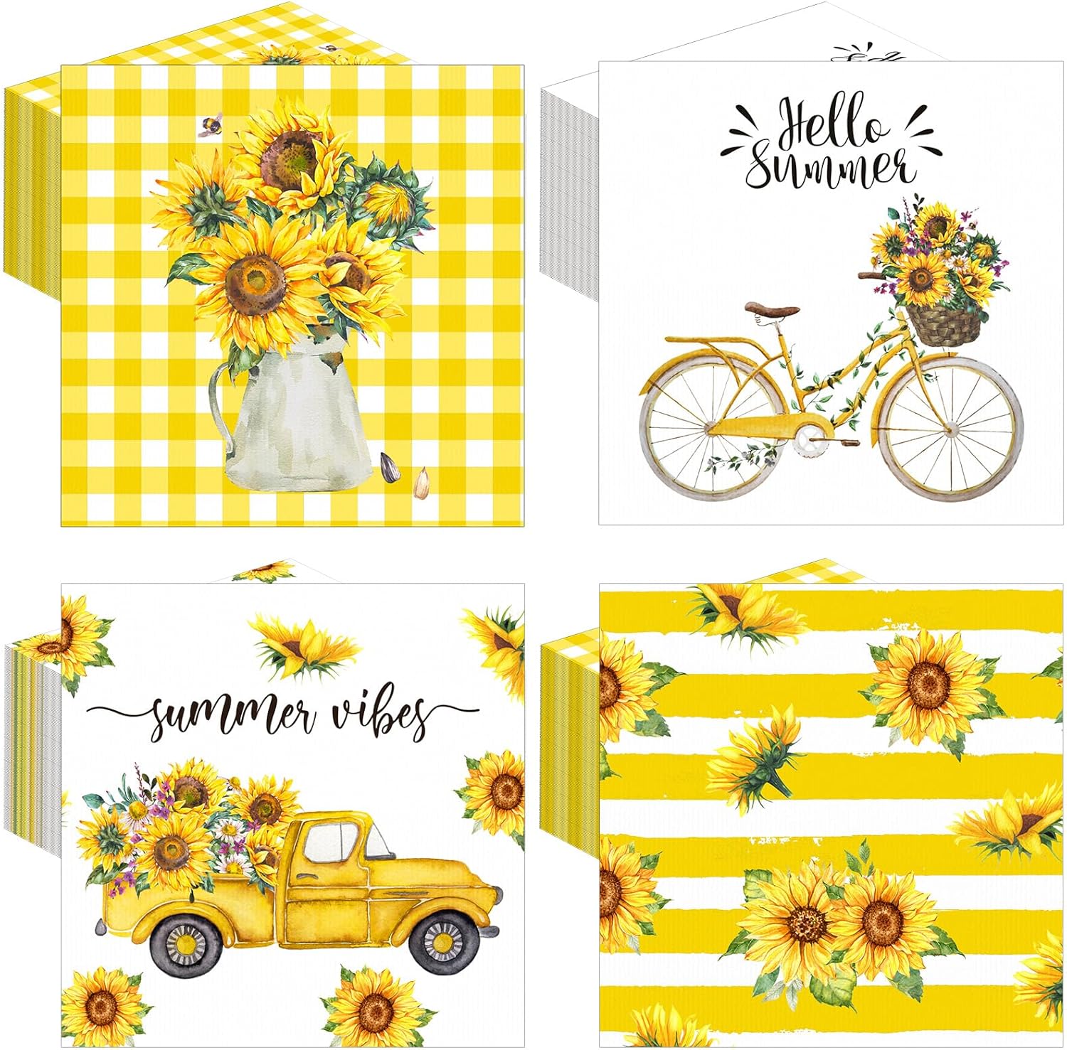 Fulmoon 200 Pieces Fall Flower Cocktail Napkins Disposable