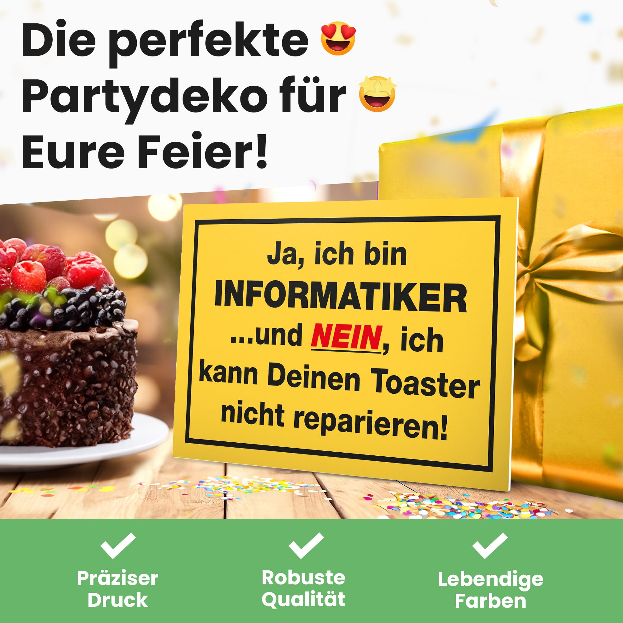 DankeDir! Ja ich Bin Informatiker, Plastic Sign, Party Decoration Gift Idea Programmer IT Students ITler - Image 4