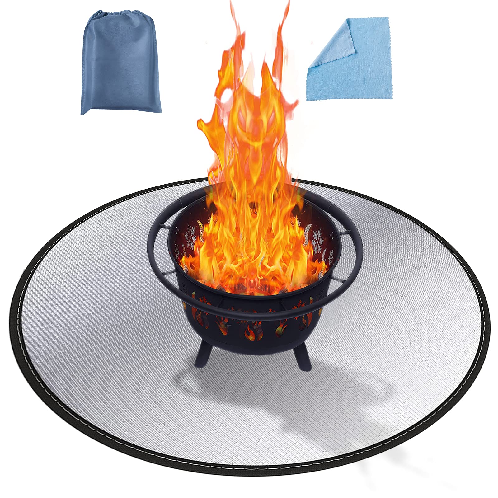 SUJUDE Fire Pit Mat Fireproof Firepit for Grass Deck Grilling Mats