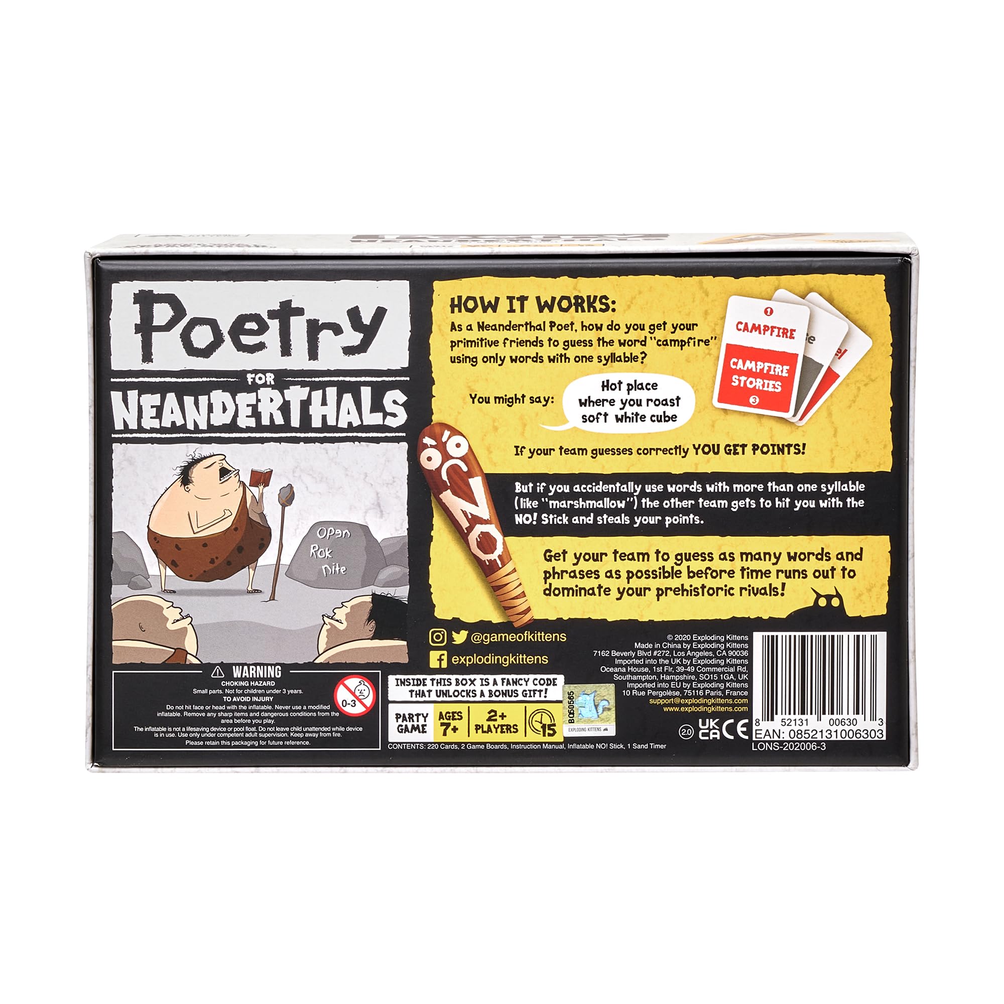 Poetry for Neanderthals: By Exploding Kittens 2-6 Players, Ages 7+