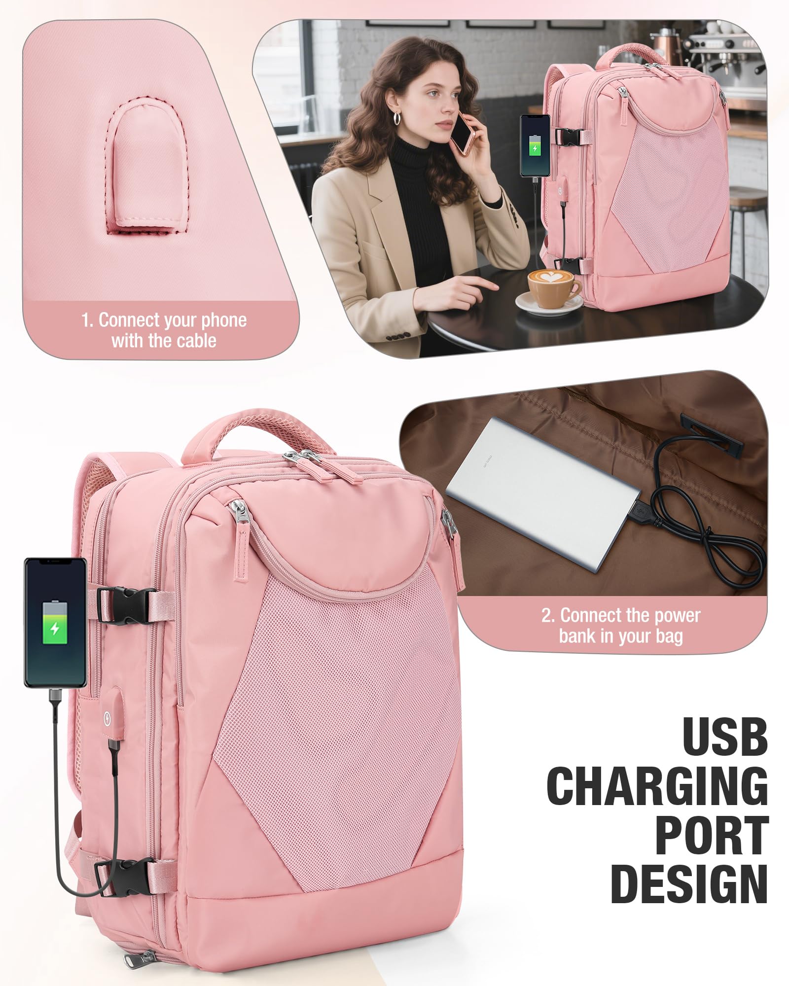 BJLFS Borse da Cabina per Ryanair 40x30x20 Bagaglio a mano Sottovuoto 40x20x25 Zaino da Viaggio con Sottovuoto impermeabile Donna Zaino Easyjet 45x36x20 Zaini Wizzair con porta scarpe