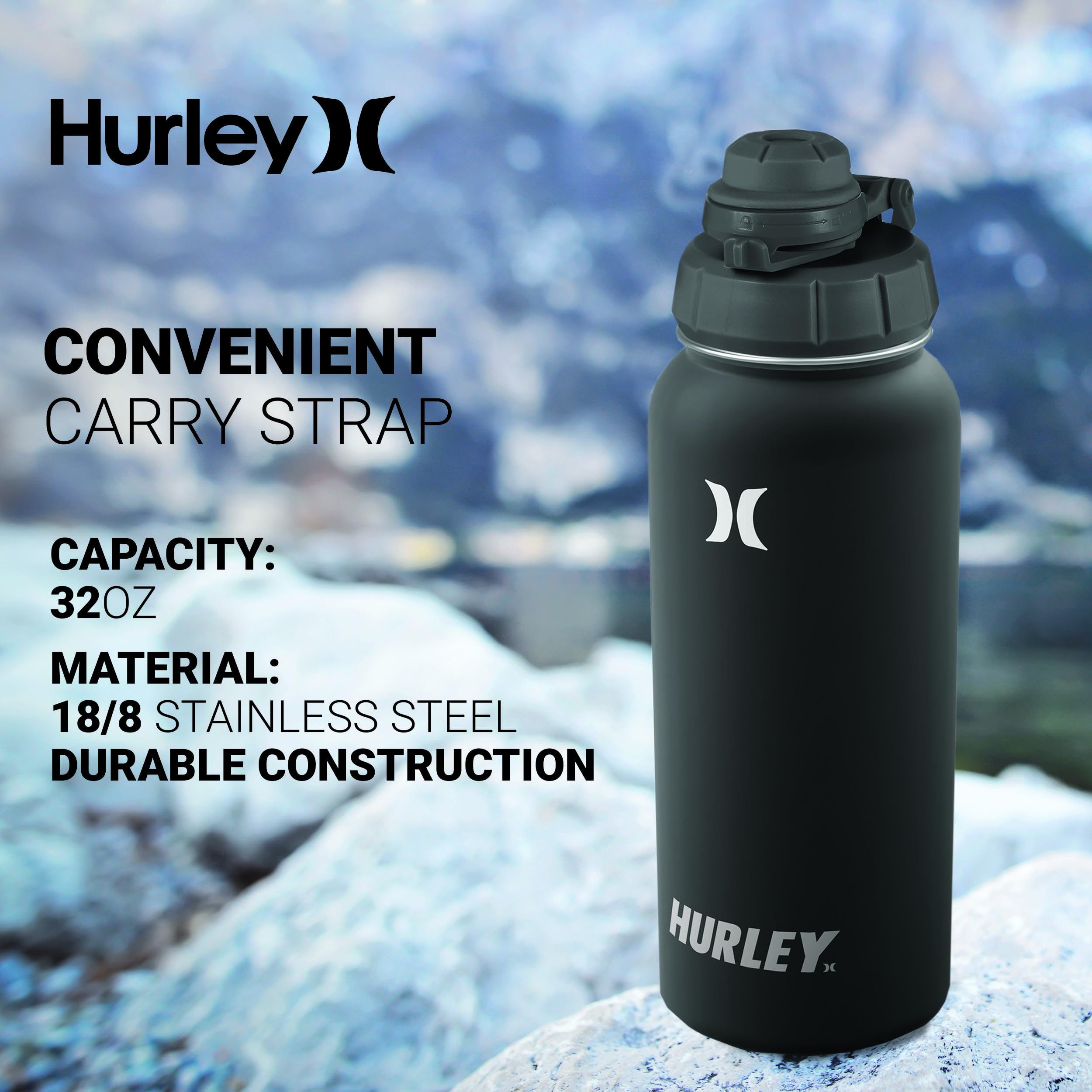 Amazon.com: Hurley 32 oz Water Bottle with Chug Cap for Hot & Cold