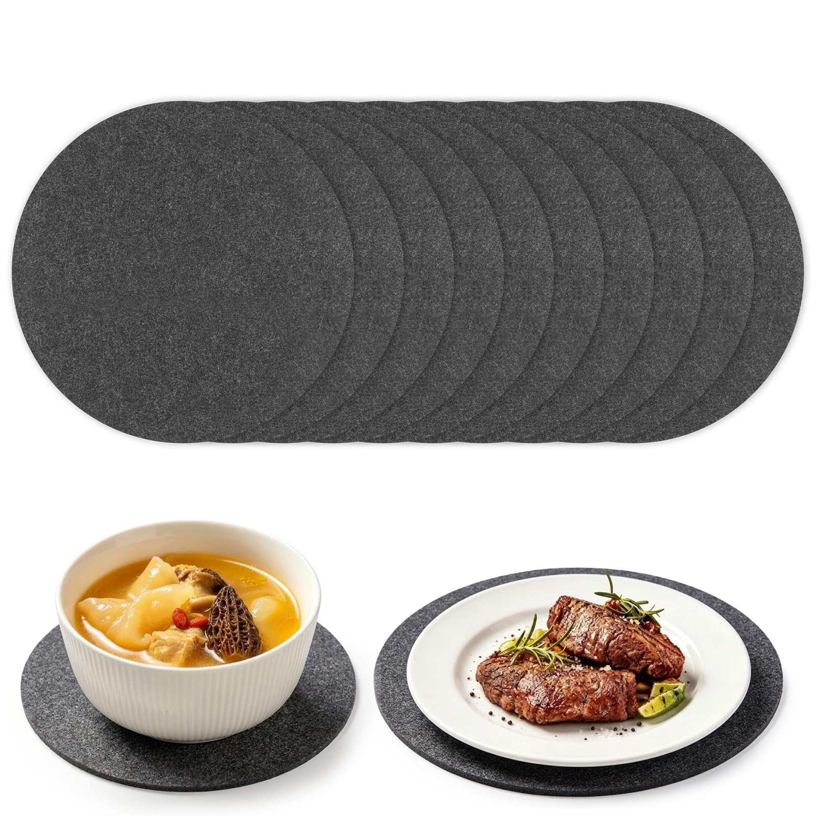 AYESY Heat Trivet, 10PCS 15cm Round Felt Mat 3mm Thick for Hot Pans, Pots