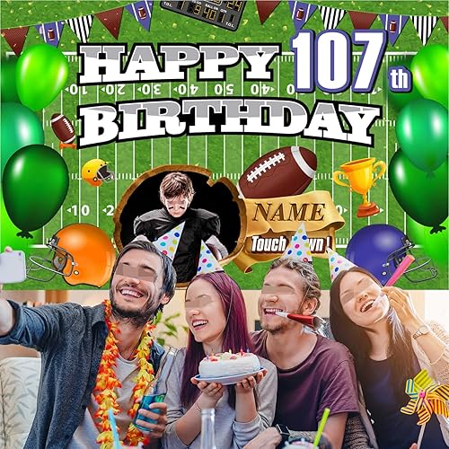 Vista 21 de Cartel personalizado de decoración de cumpleaños número 107 con temática de castillo y princesa, pancarta de tela personalizada para suministros