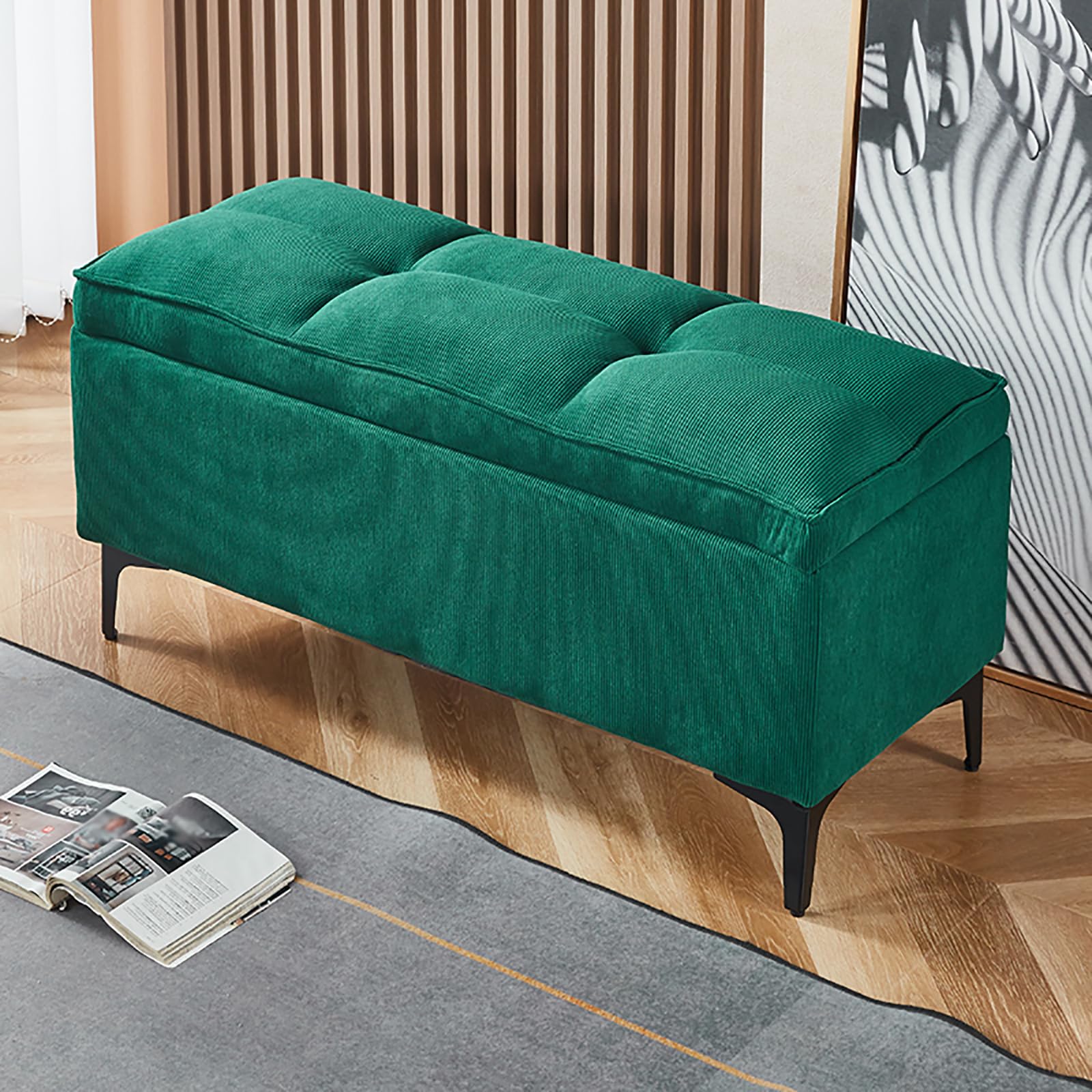 Tabouret rembourré haut de gamme en velours Cyan pour salon chic