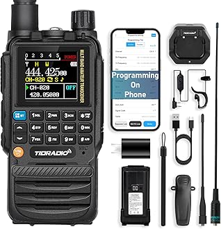 TIDRADIO TD-H3 Ham Radio Type C & Wireless Programming 8-Bands Long Range Walkie Walkies Rechargeable Handheld Portable Two Way Radios Air Band, Frequency Match, DTMF Lock, NOAA FM AM- Full Kit 2Pack
