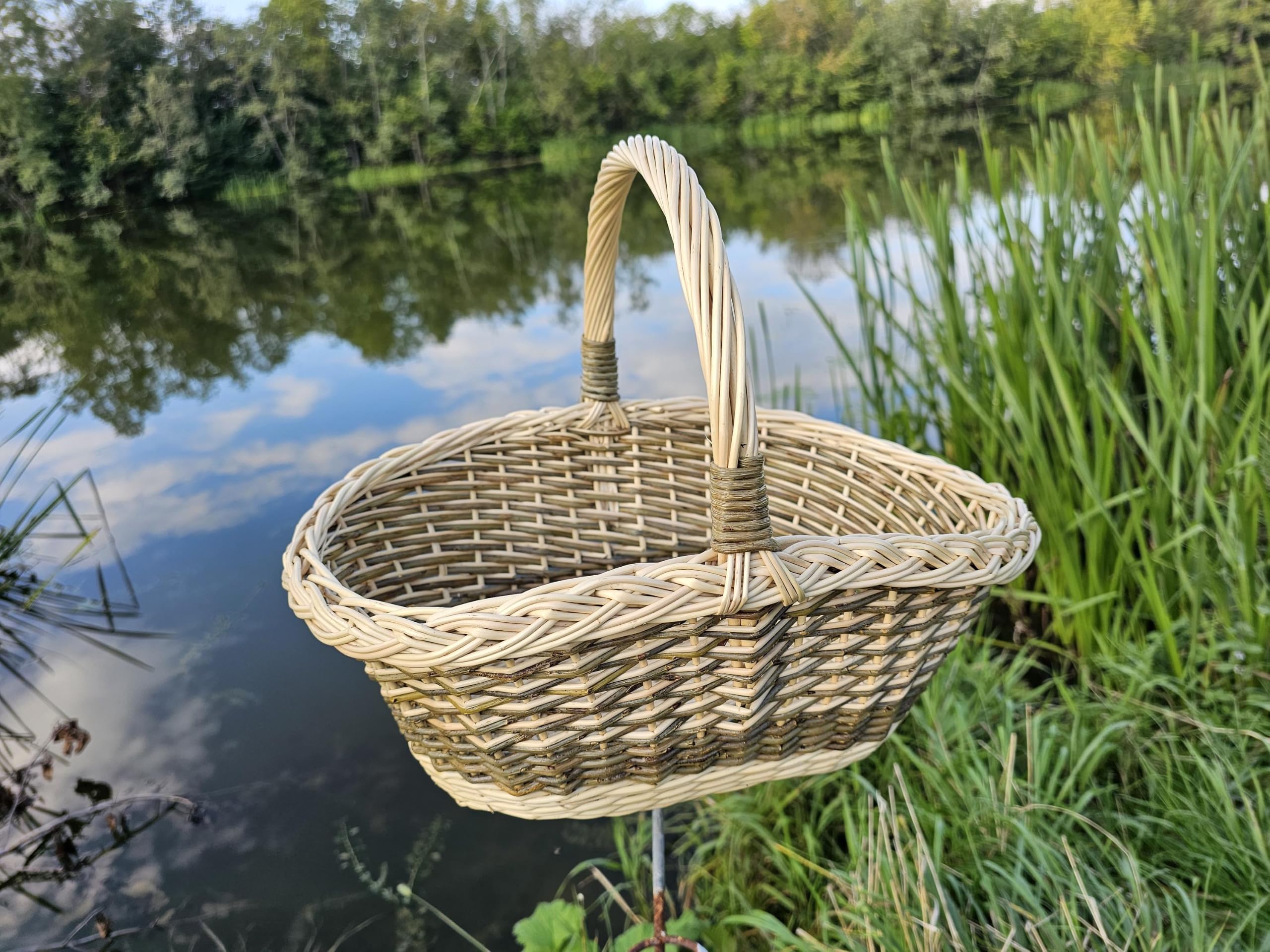 Cesta de mimbre para la cocina, 34 cm, dorada