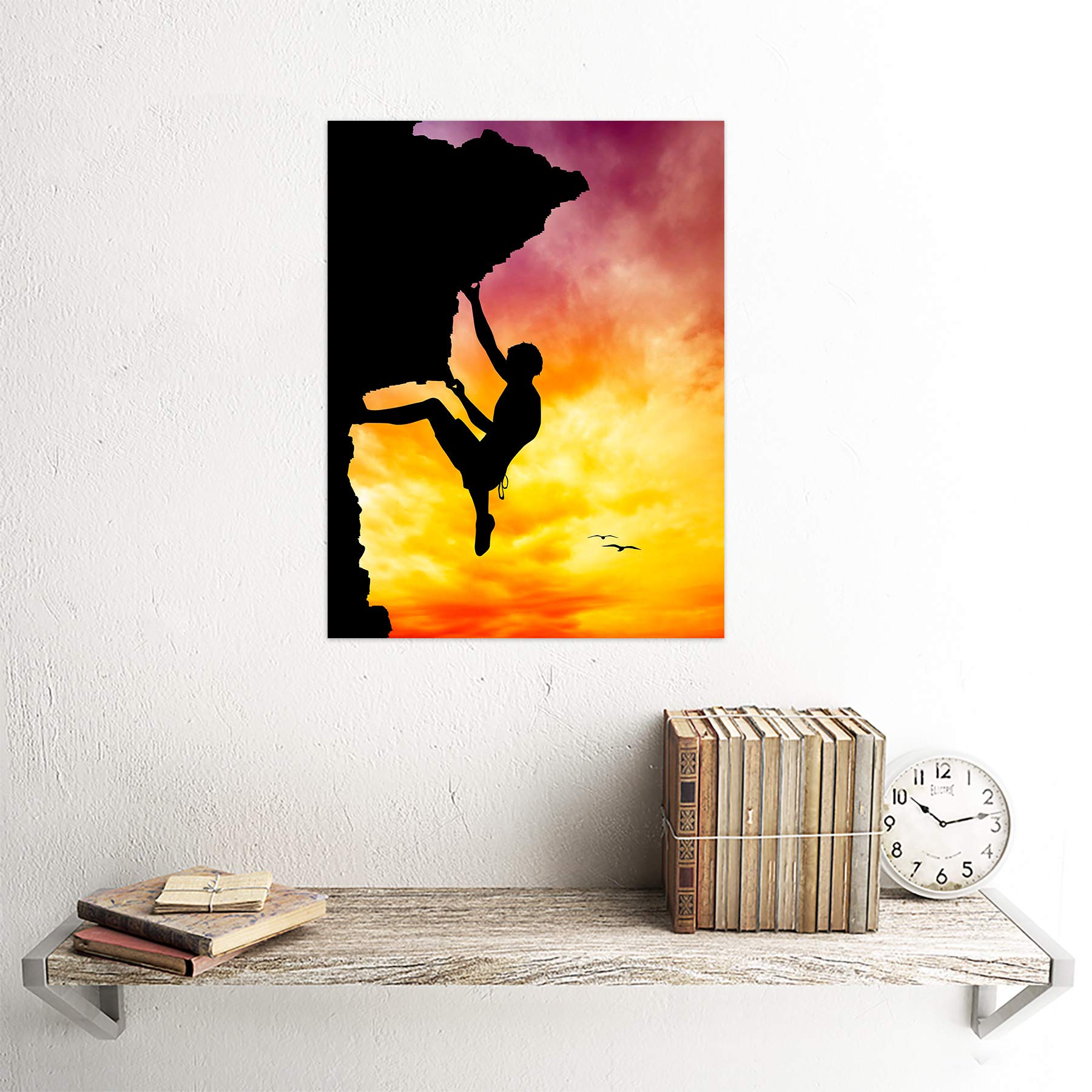 Wee Blue Coo Photo Mock Up Silhouette Sunset Rock Climbing Unframed Wall Art Print Poster Home Decor Premium
